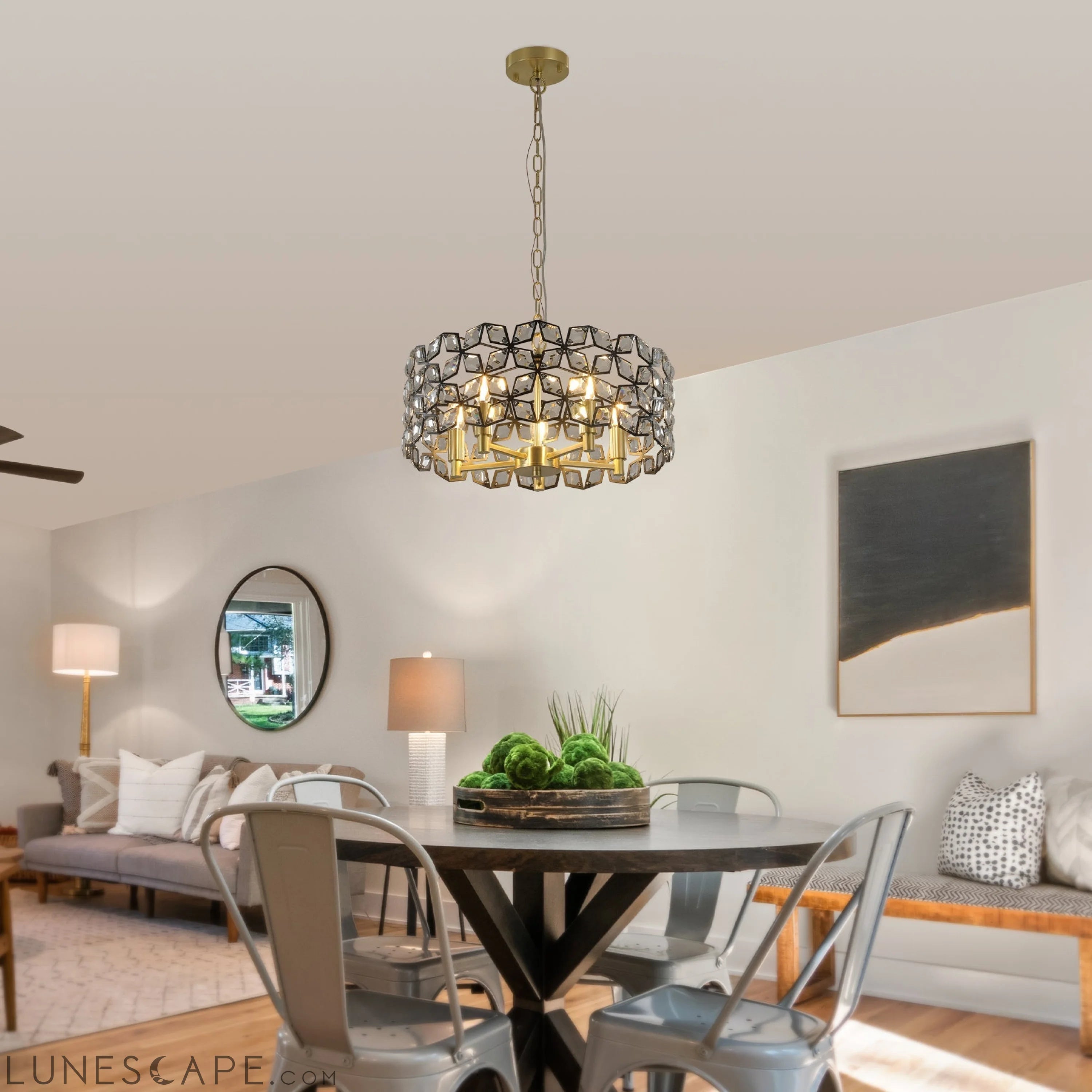 Modern Crystal Chandelier for Living-Room Round Cristal Lamp Luxury LUNESCAPE