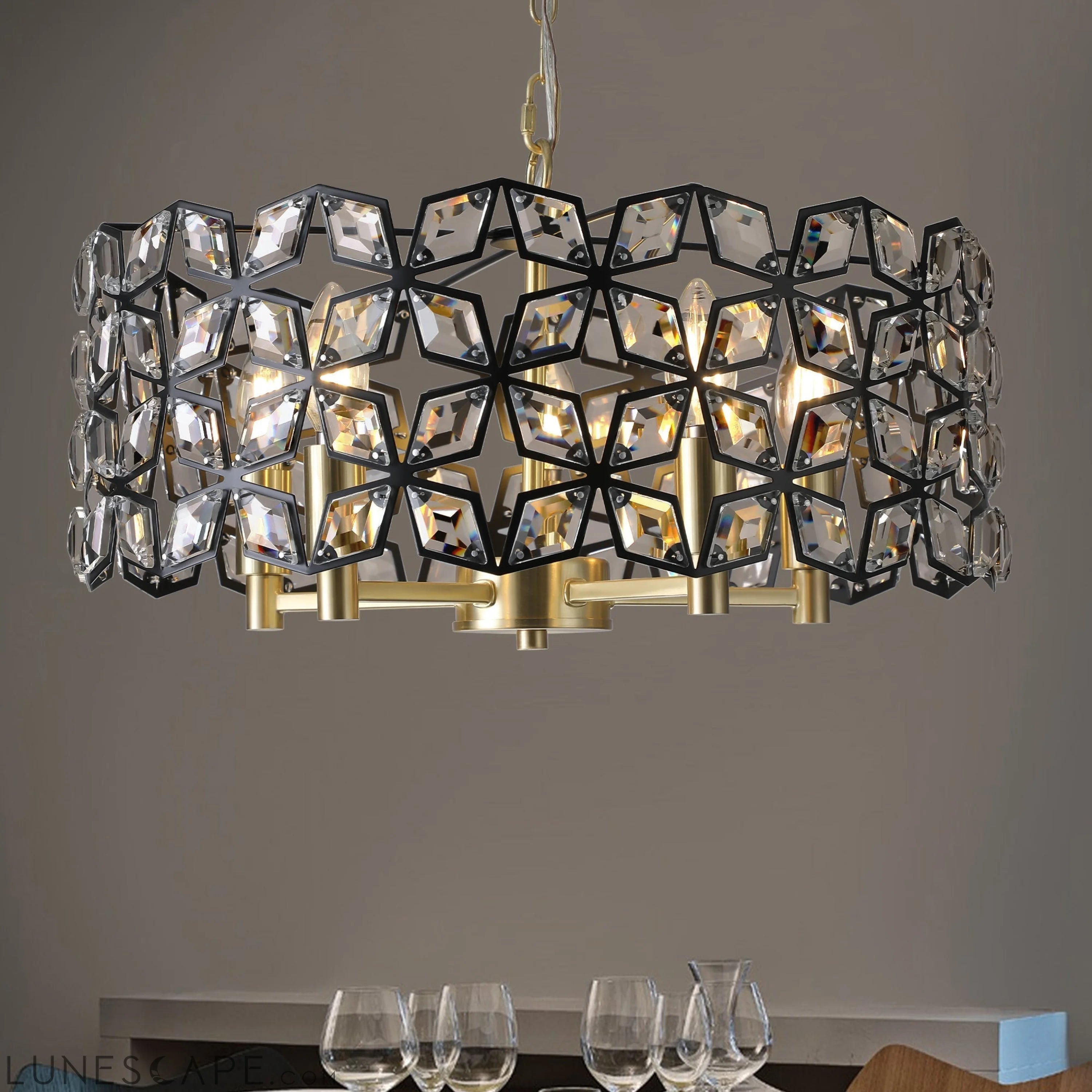 Modern Crystal Chandelier for Living-Room Round Cristal Lamp Luxury LUNESCAPE