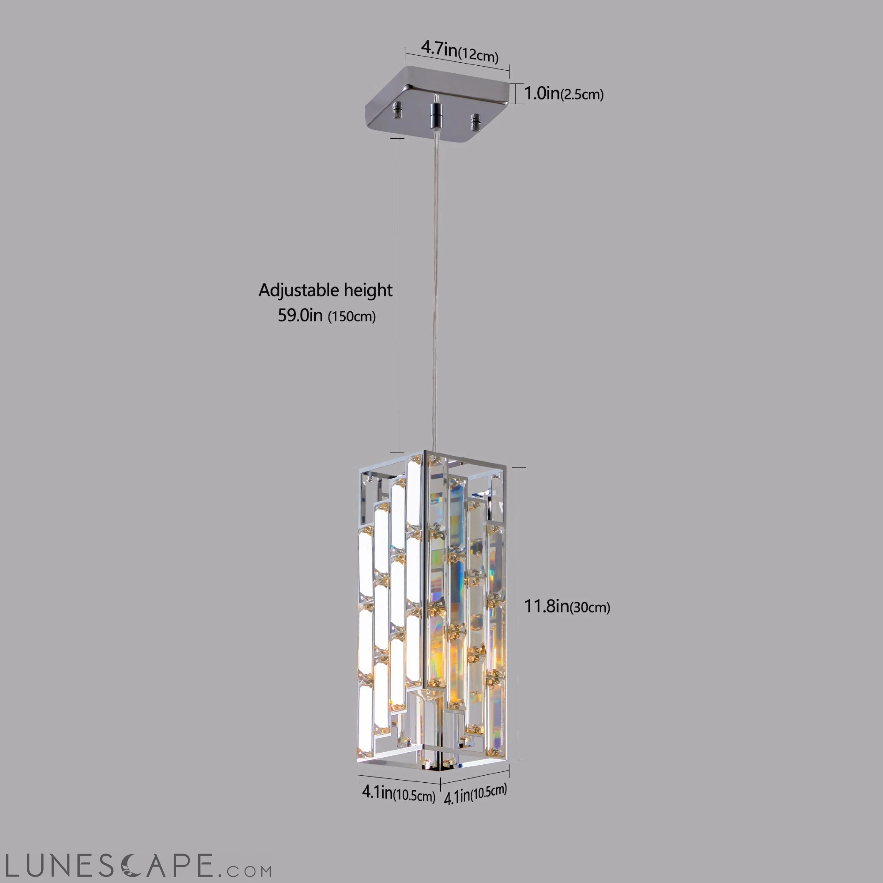 Modern Crystal Pendant Light - 3 Pack, Adjustable Hanging Ceiling Lamp LUNESCAPE
