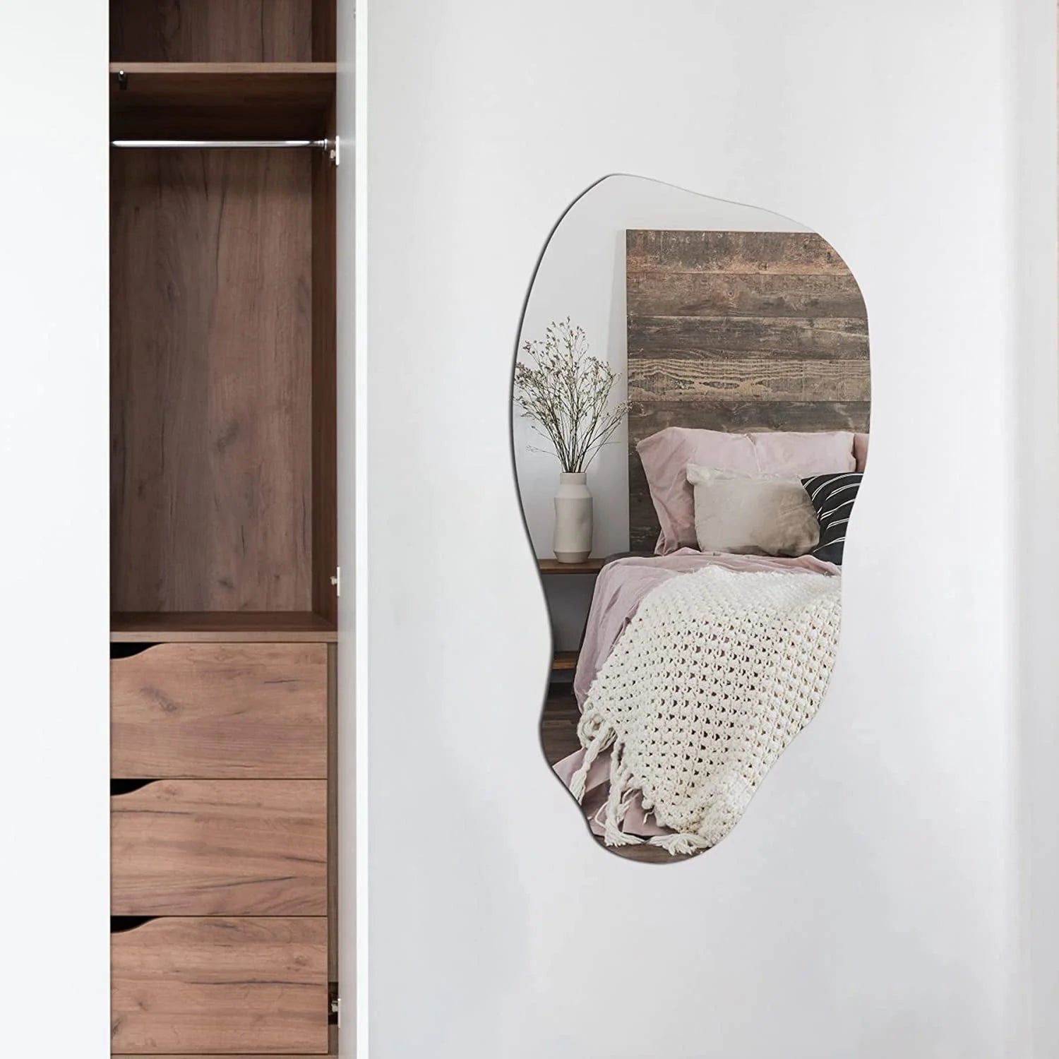 Modern Decorative Irregular Asymmetrical Wall Mirror for Living Room, LUNESCAPE