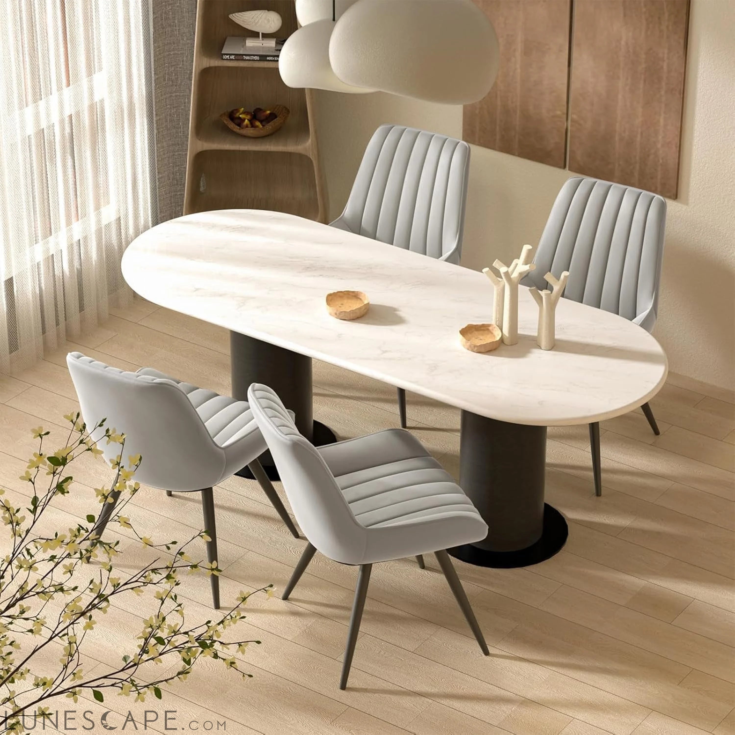 Modern Dining Chairs Set of 4, Comfy Dining Room Chairs with Thick LUNESCAPE