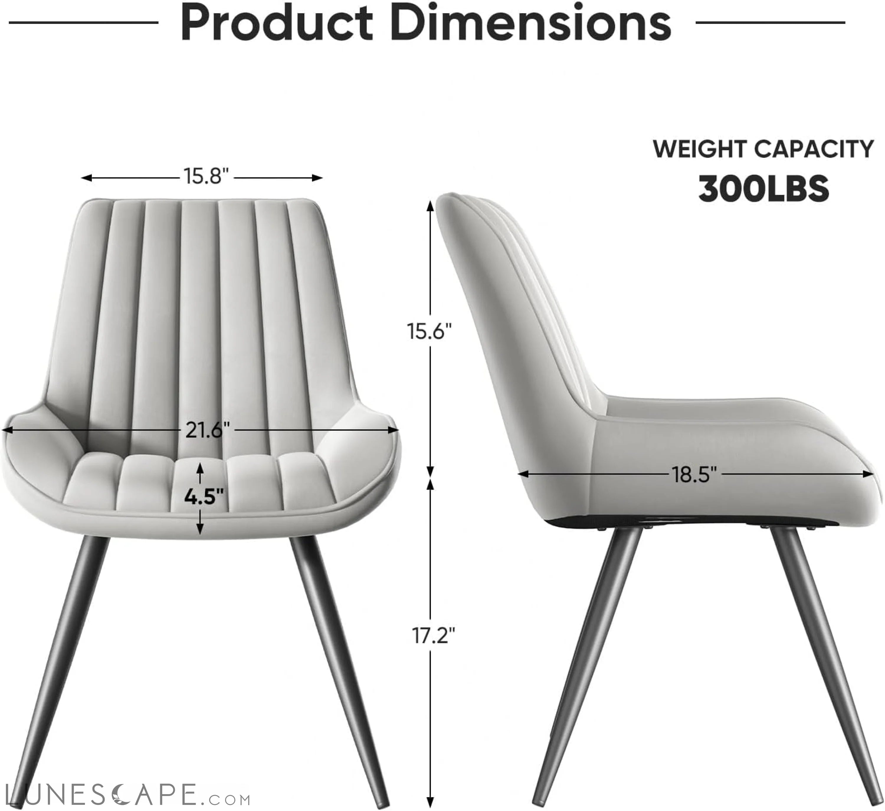 Modern Dining Chairs Set of 4, Comfy Dining Room Chairs with Thick LUNESCAPE