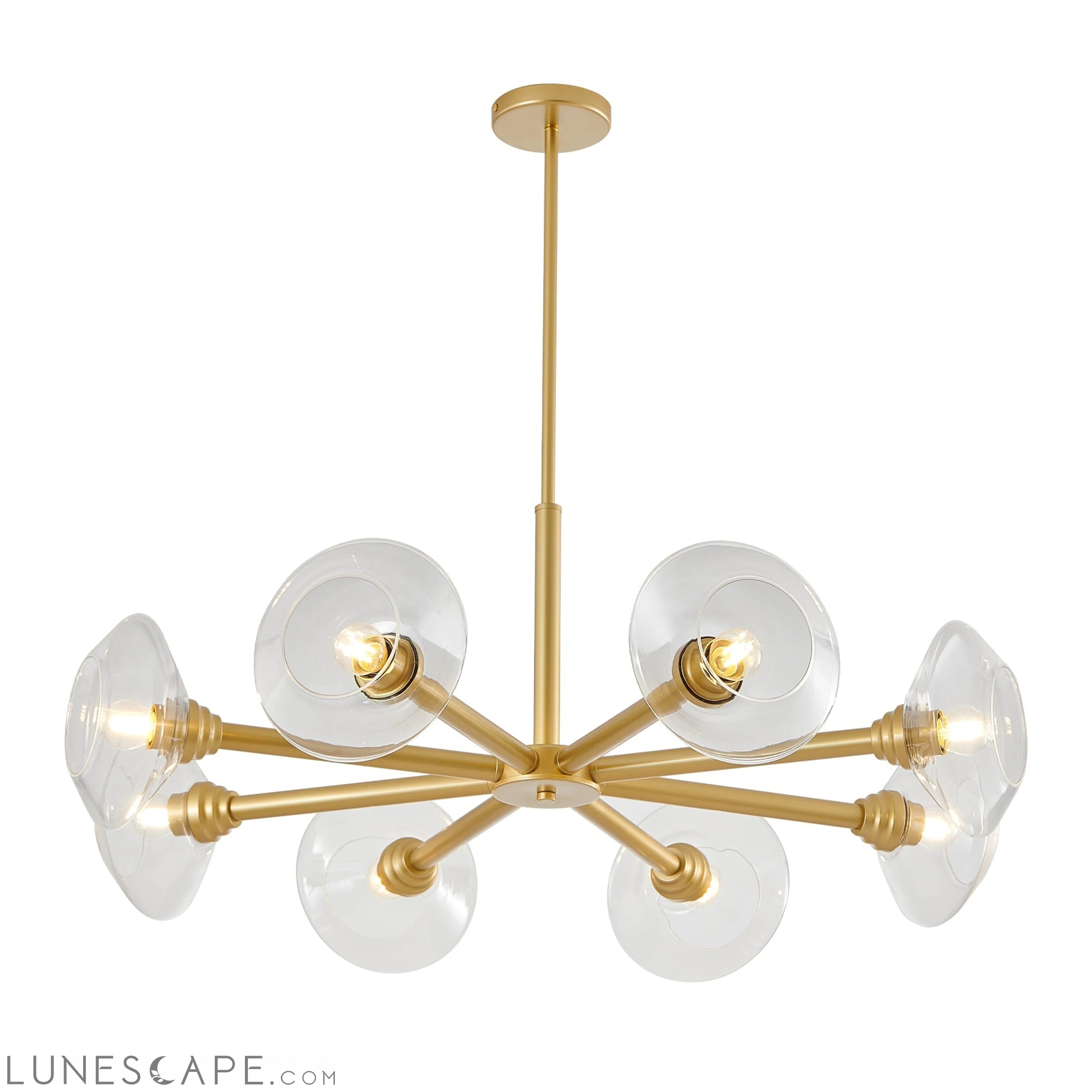 Modern Gold 8-Light Sputnik Chandelier with Clear Glass Shades LUNESCAPE