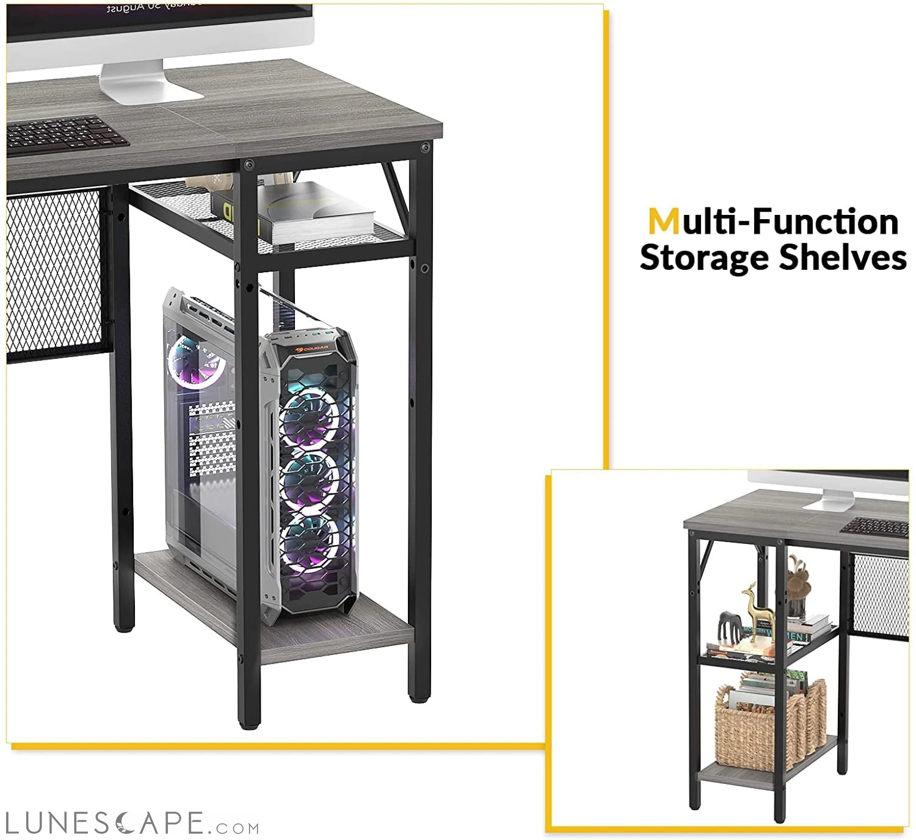 Modern L-Shaped Desk W/ Power Outlet LUNESCAPE