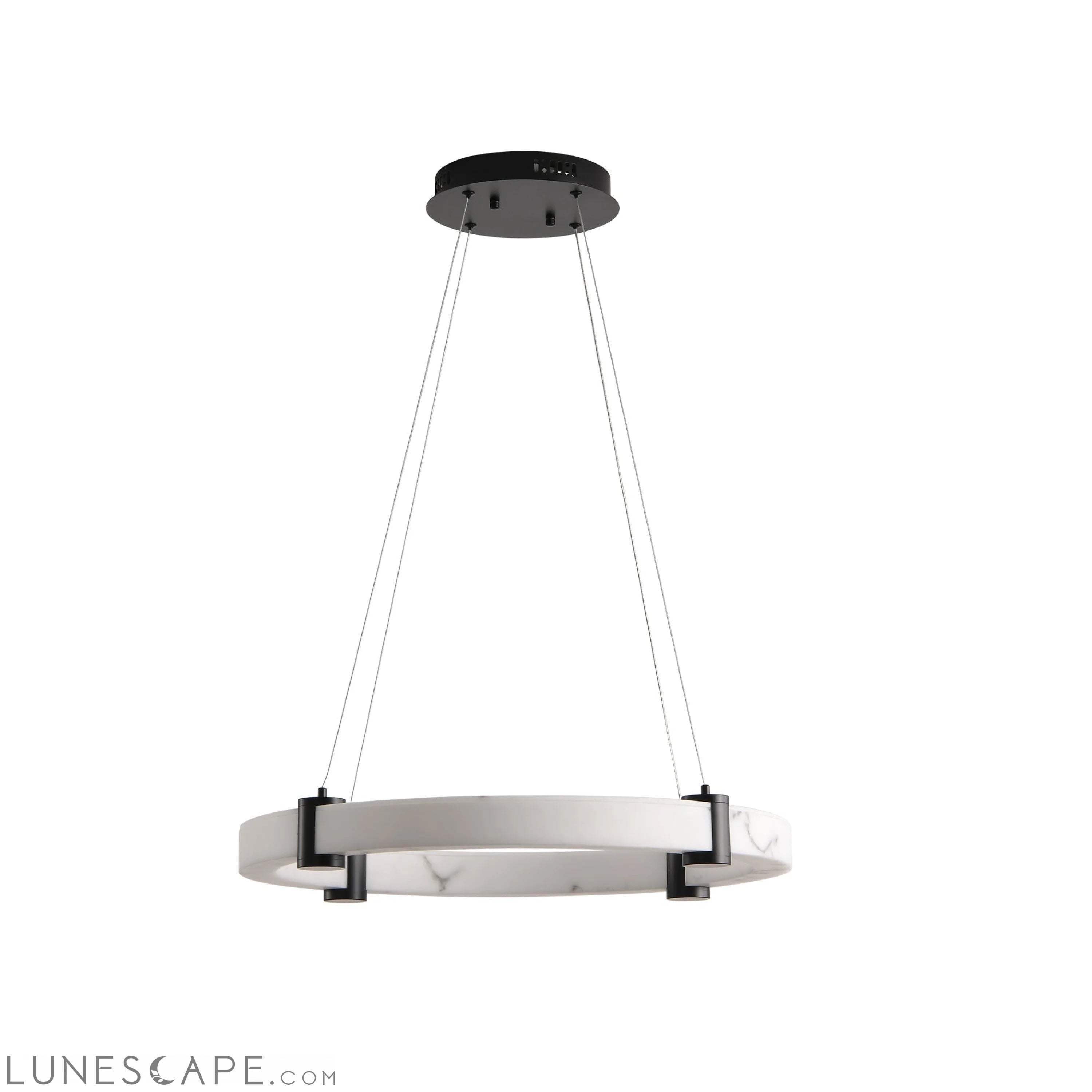 Modern LED Pendant Light, 23.6-Inch Round Hanging Chandelier with LUNESCAPE
