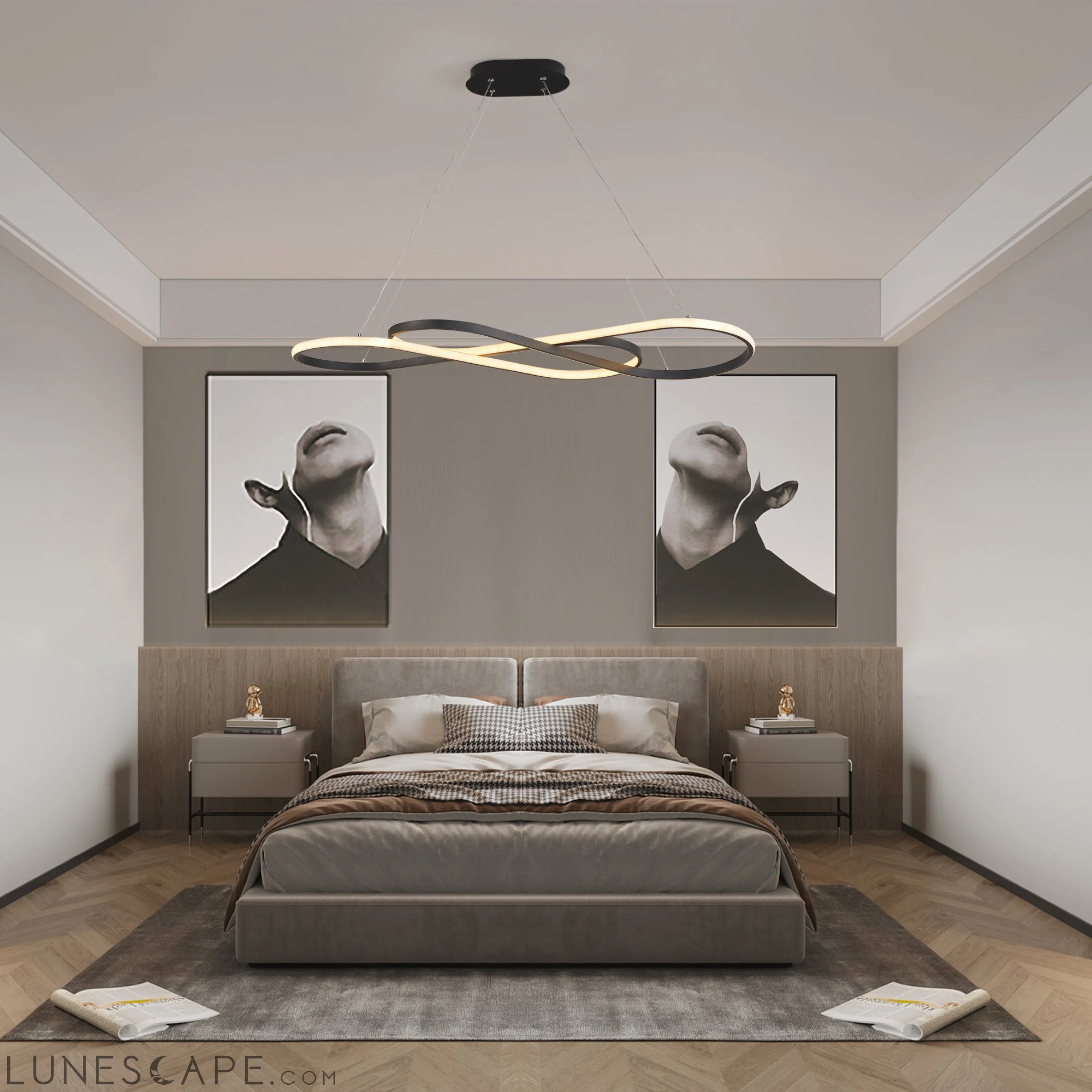 Modern LED Pendant Light, Infinity Design Hanging Ceiling Fixture LUNESCAPE