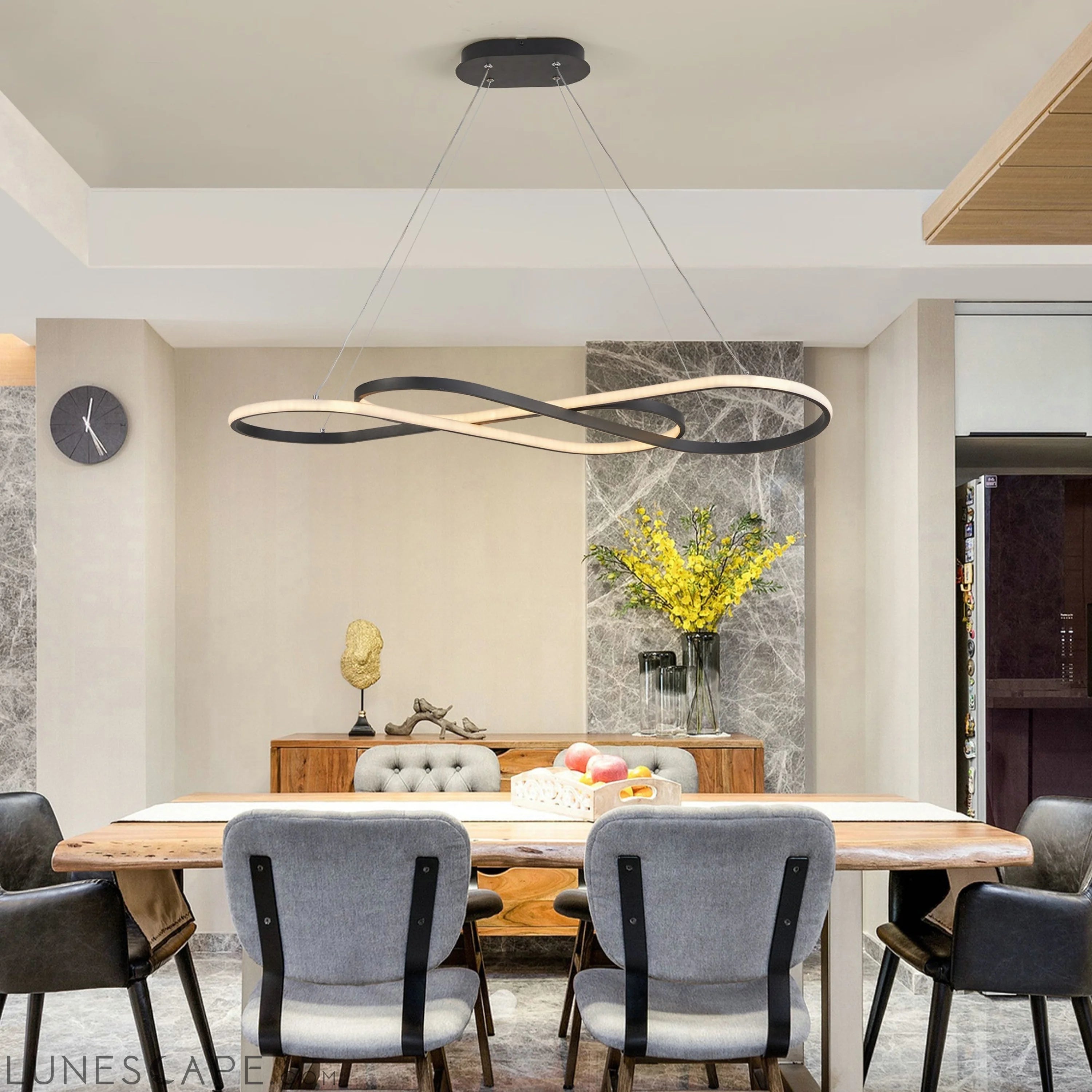 Modern LED Pendant Light, Infinity Design Hanging Ceiling Fixture LUNESCAPE