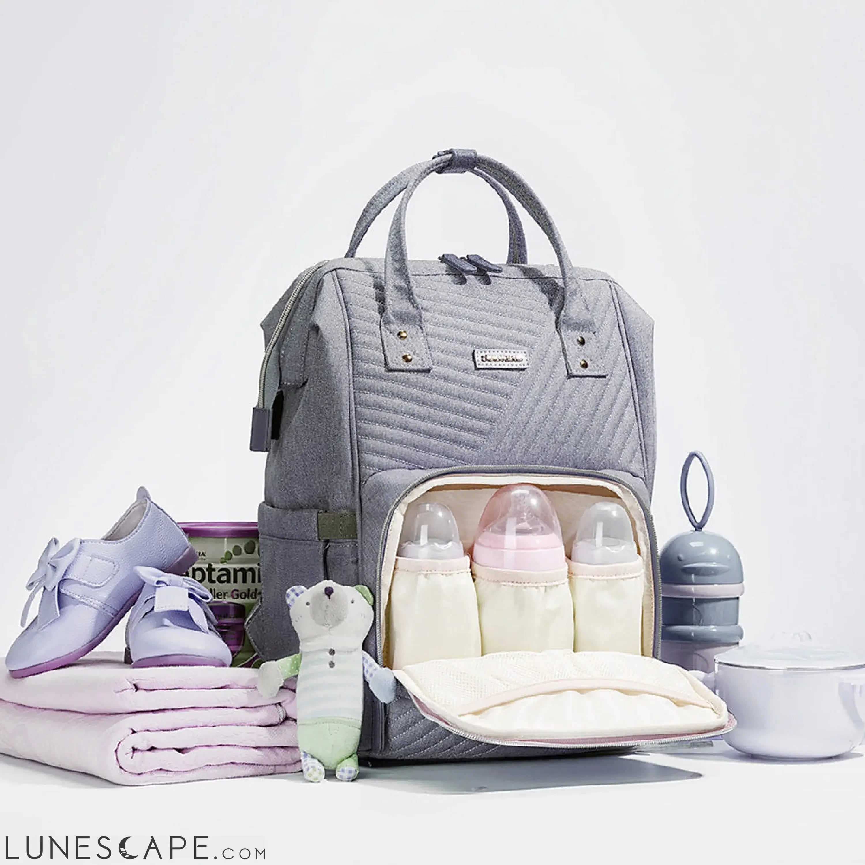 Modern Quilted Diaper Bag Backpack LUNESCAPE