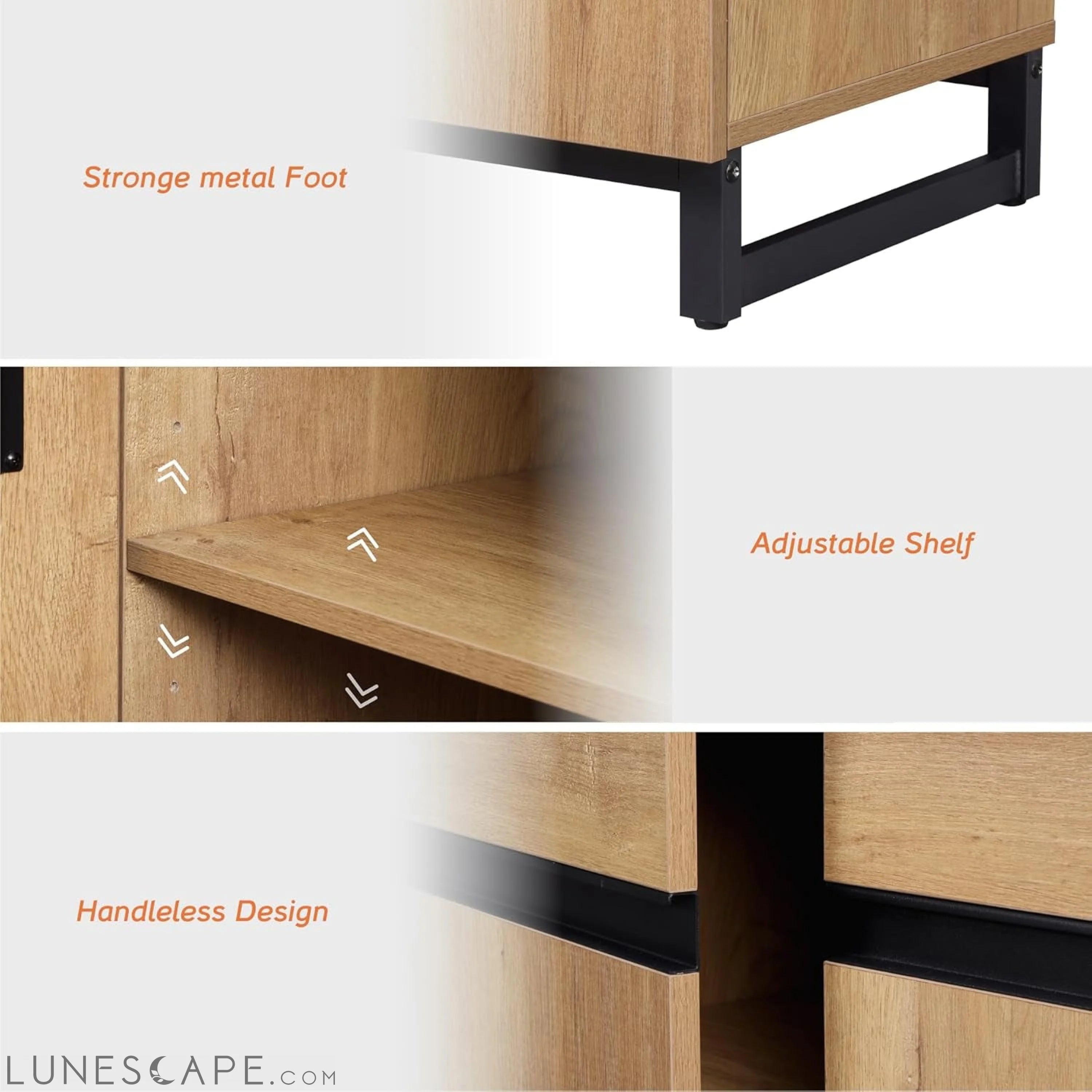 Modern TV Stand for Tvs up to 110 Inch, 3 in 1 Wood Entertainment LUNESCAPE