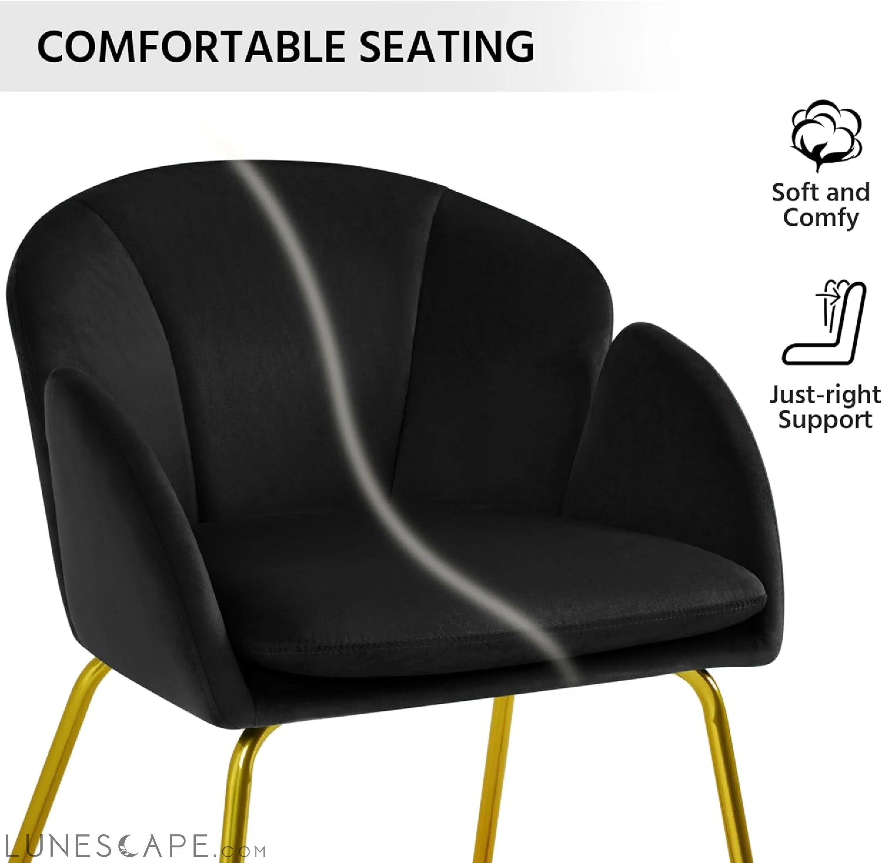 Modern Velvet Armchair, Flower Shaped Makeup Chair Vanity Chair with LUNESCAPE