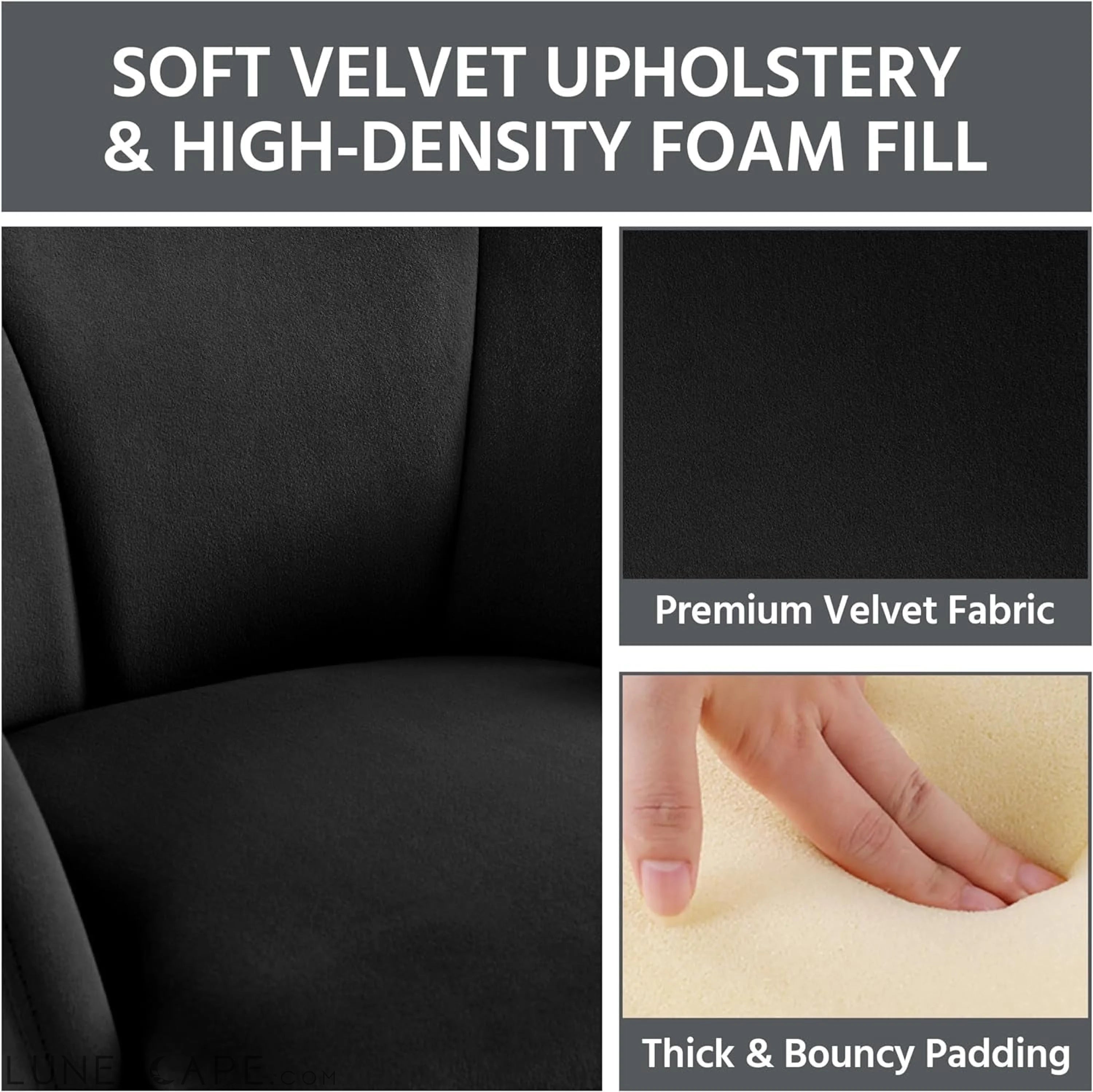 Modern Velvet Armchair, Flower Shaped Makeup Chair Vanity Chair with LUNESCAPE