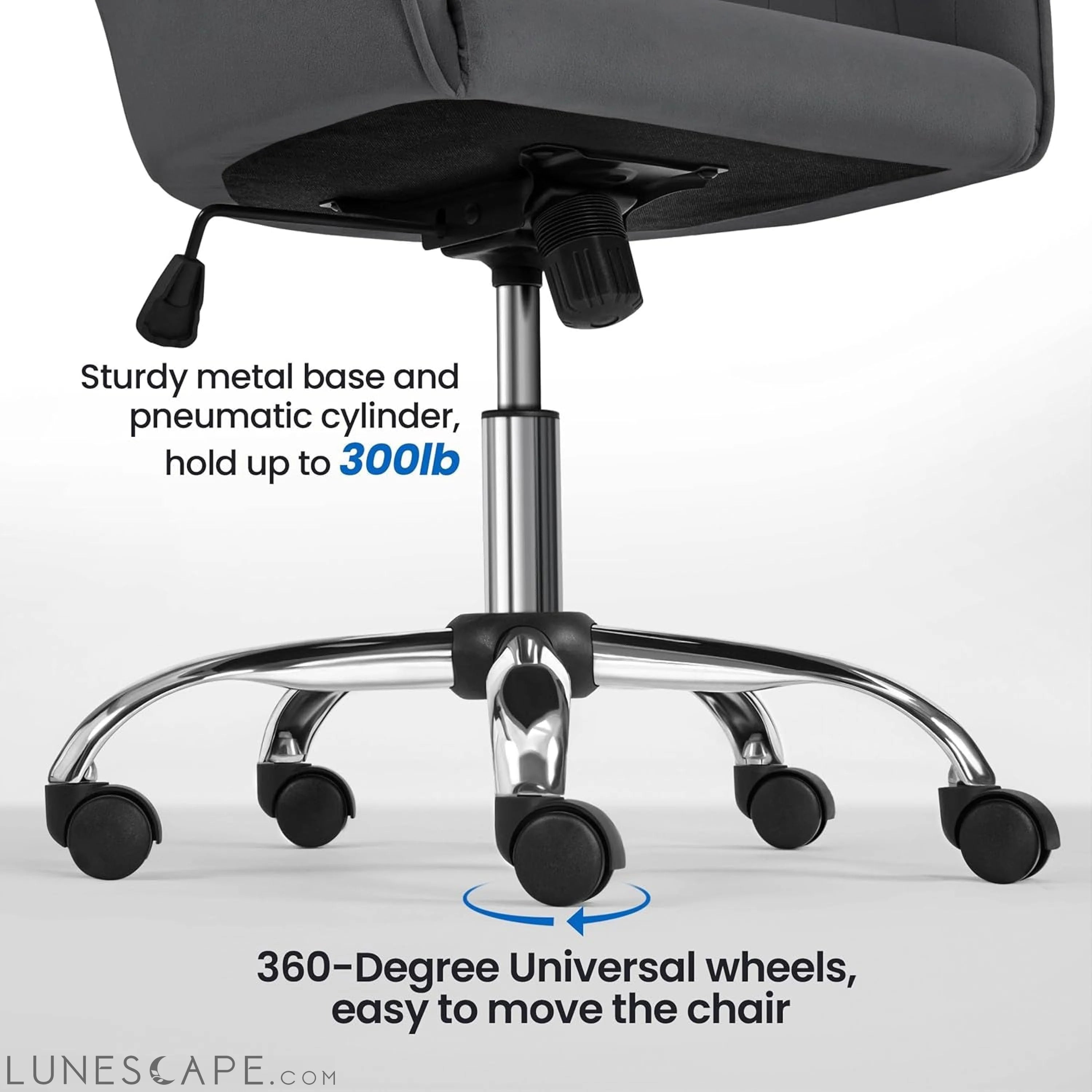Modern Velvet Desk Chair Soft Height-Adjustable Swivel Computer Chair LUNESCAPE