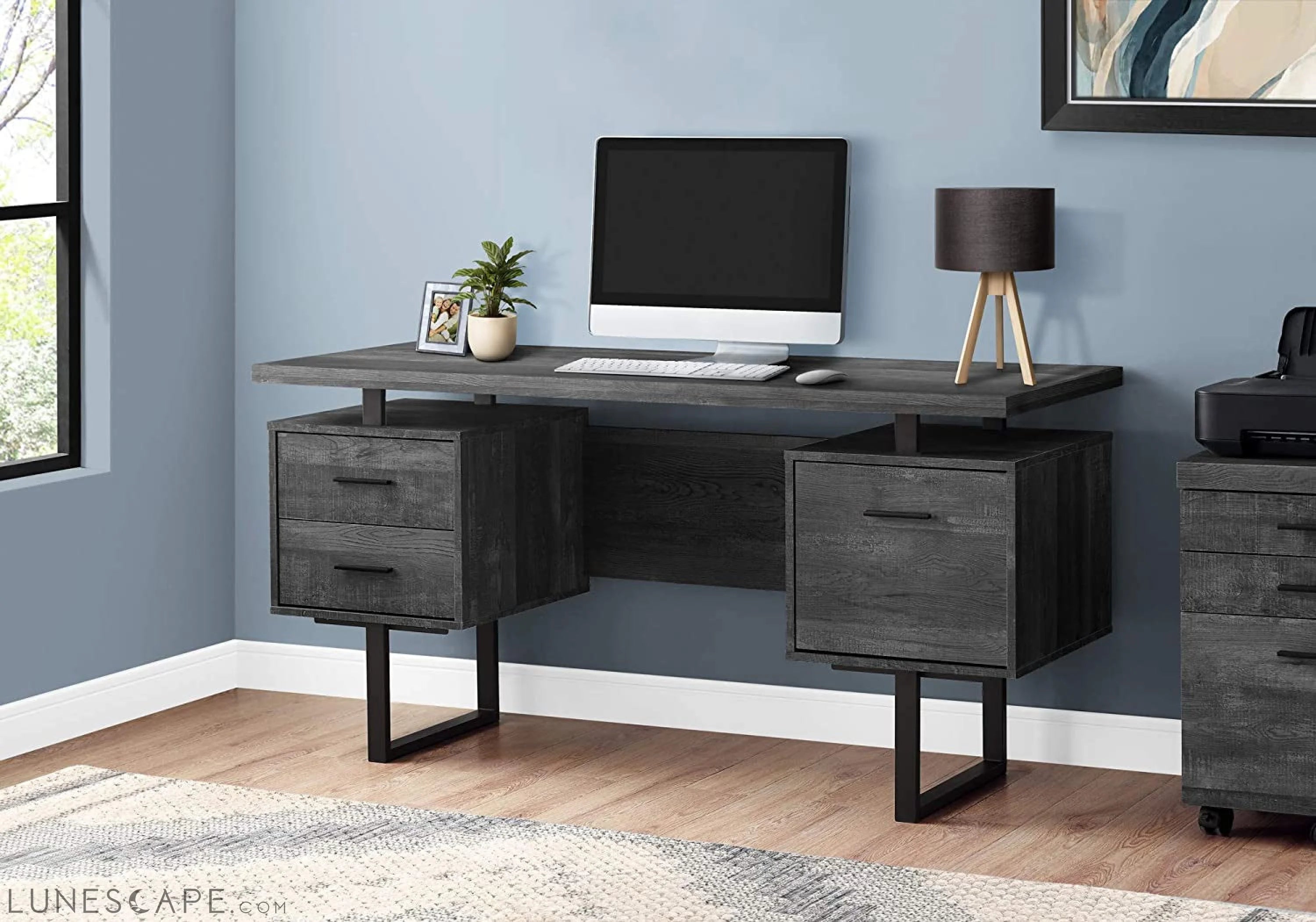 Modern White Desk for Small Spaces - Flexible & Affordable LUNESCAPE