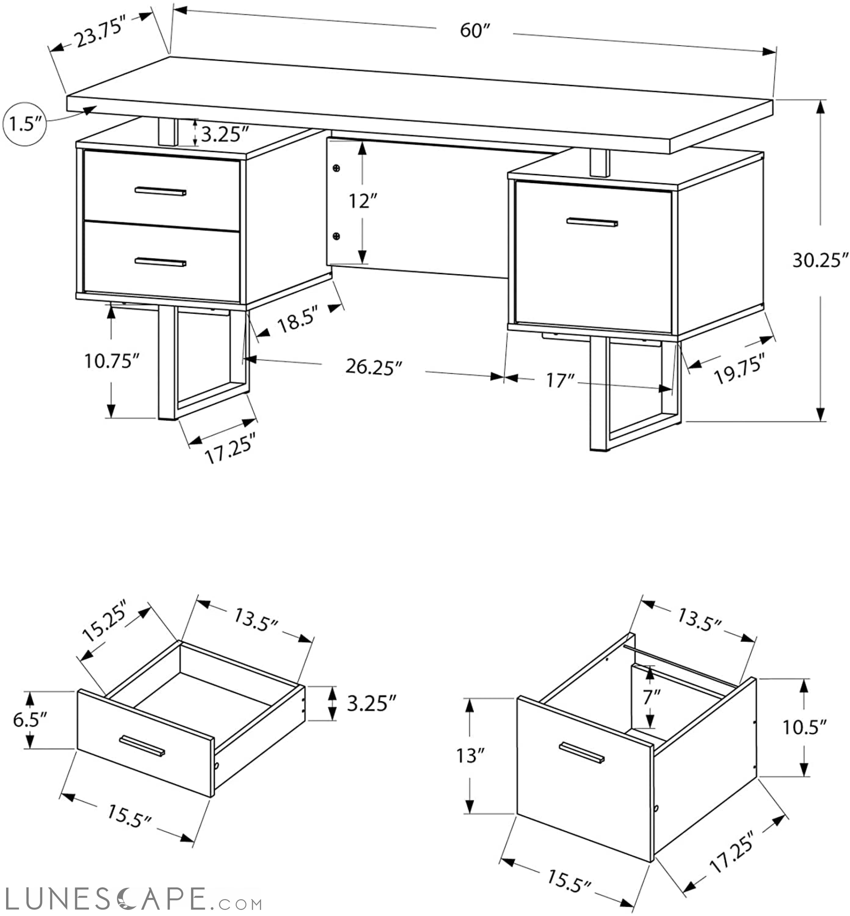 Modern White Desk for Small Spaces - Flexible & Affordable LUNESCAPE