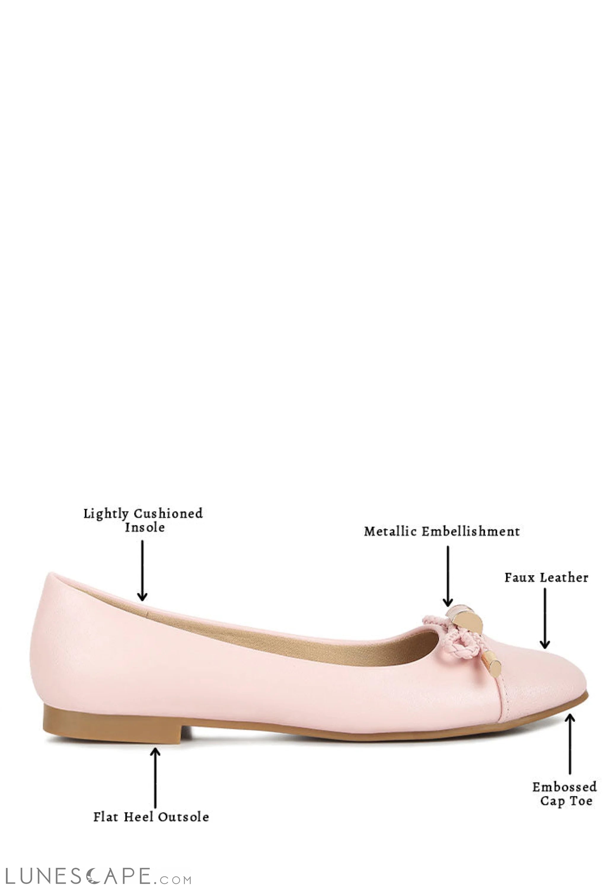 Moi Metallic Embellished Flat Ballerinas LUNESCAPE