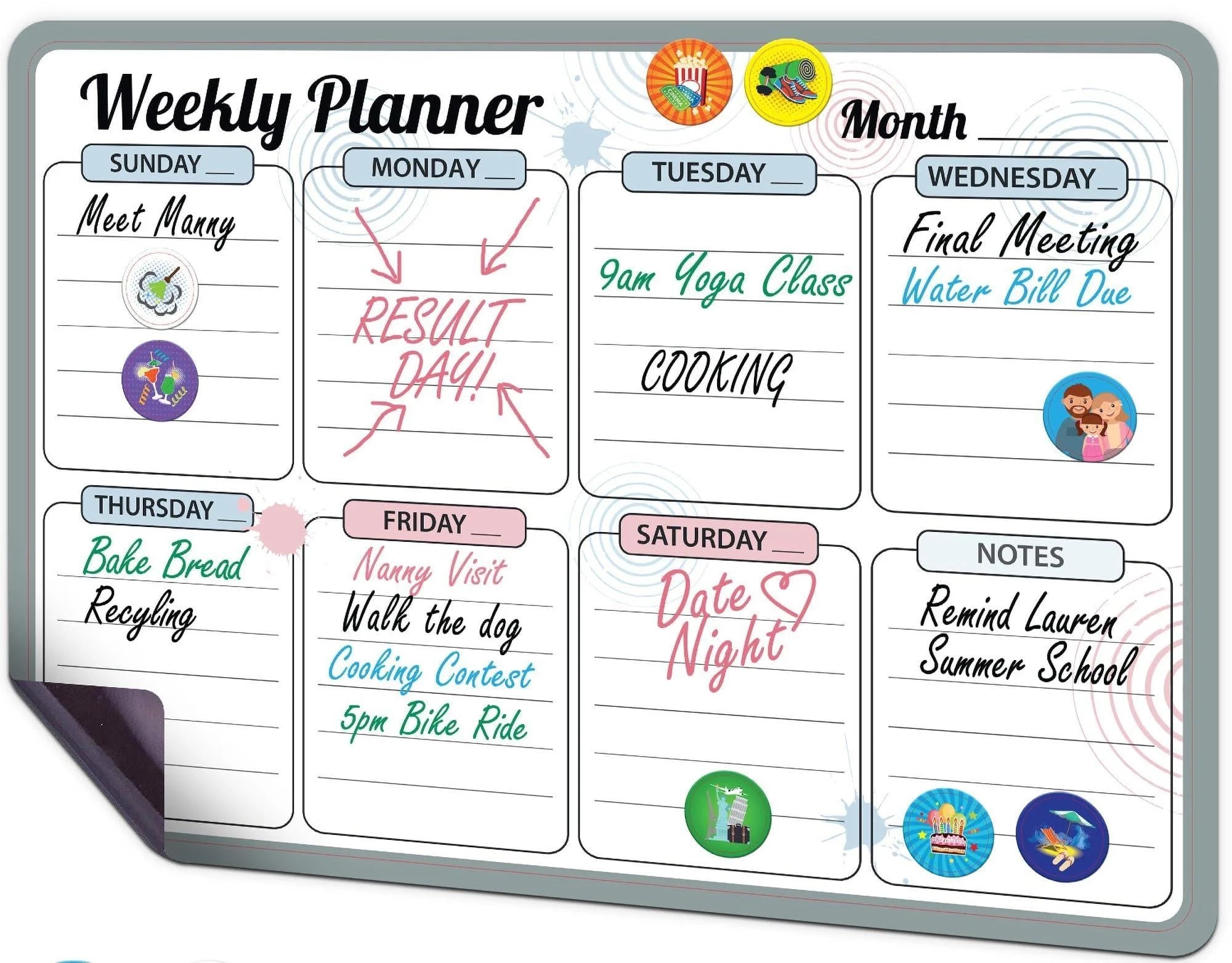 Monthly Magnetic Calendar for Fridge 12x17 In with 3 Markers & Eraser LUNESCAPE