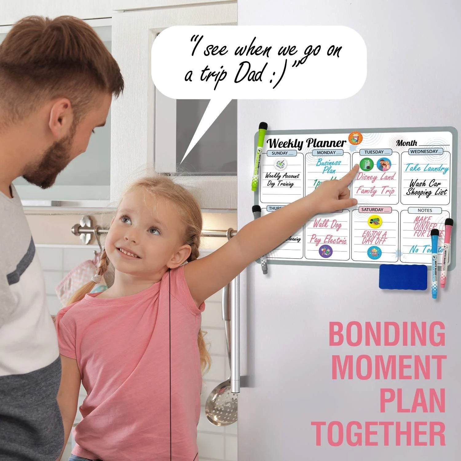 Monthly Magnetic Calendar for Fridge 12x17 In with 3 Markers & Eraser LUNESCAPE