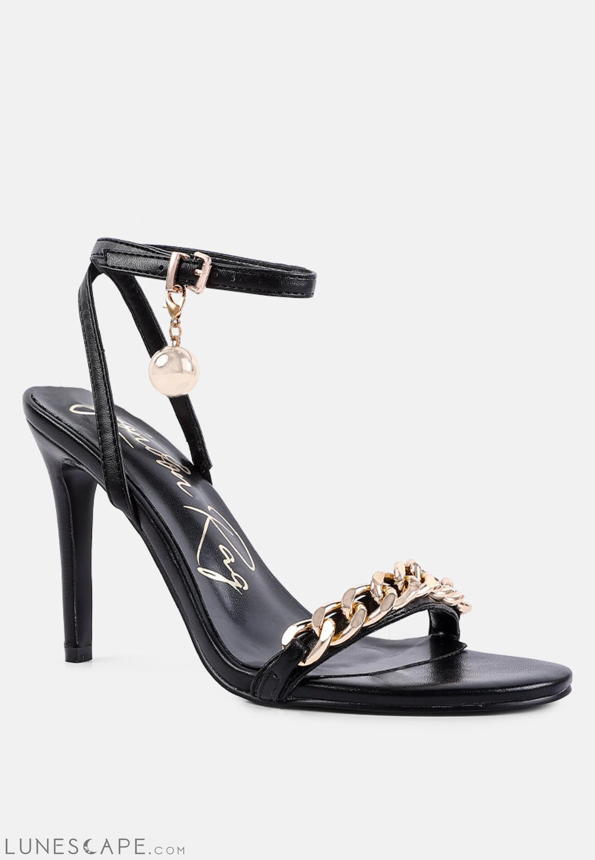 Mooning Metal Chain Strap Stiletto Sandals LUNESCAPE