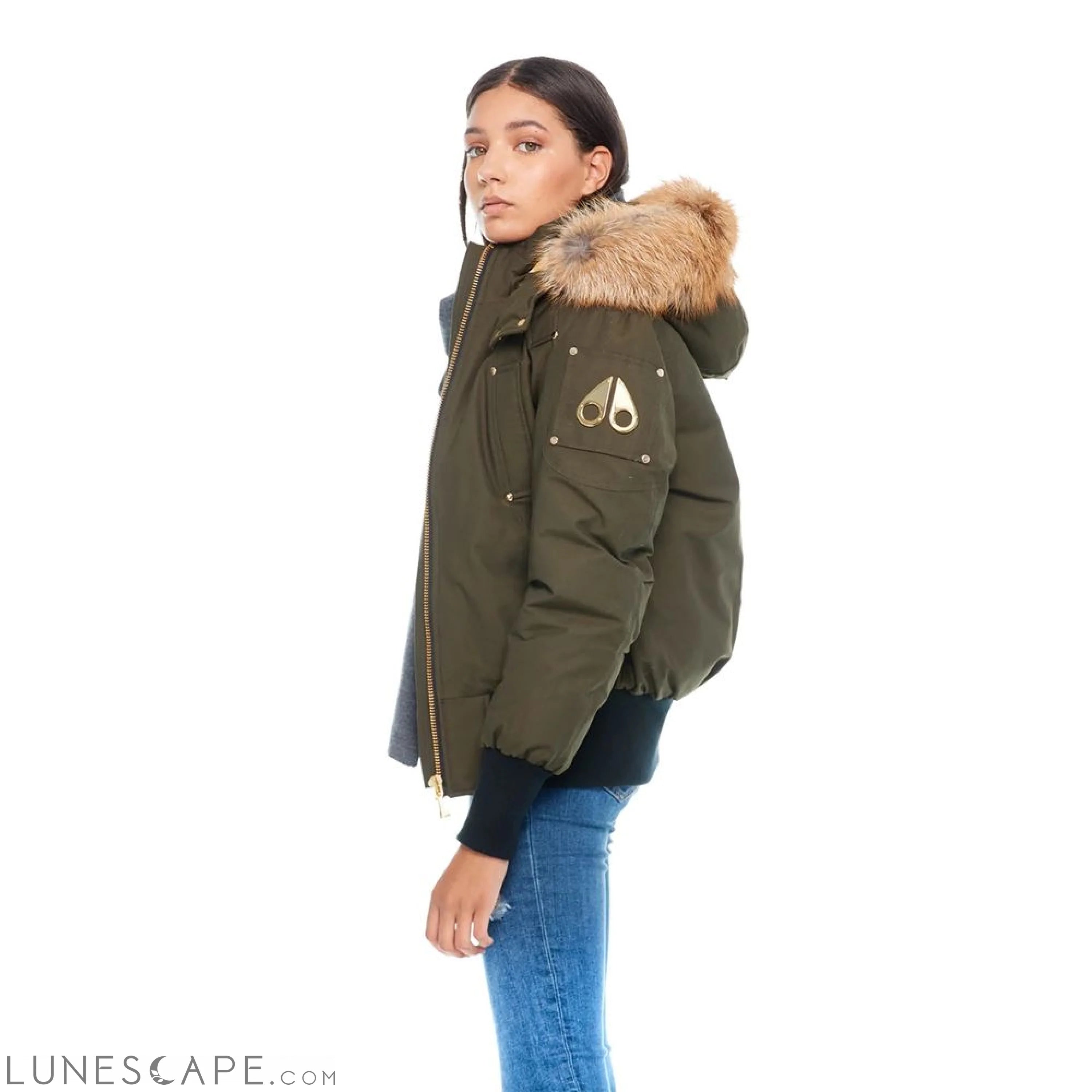 Moose Knuckles Army Nylon Women Bomber Jacket LUNESCAPE