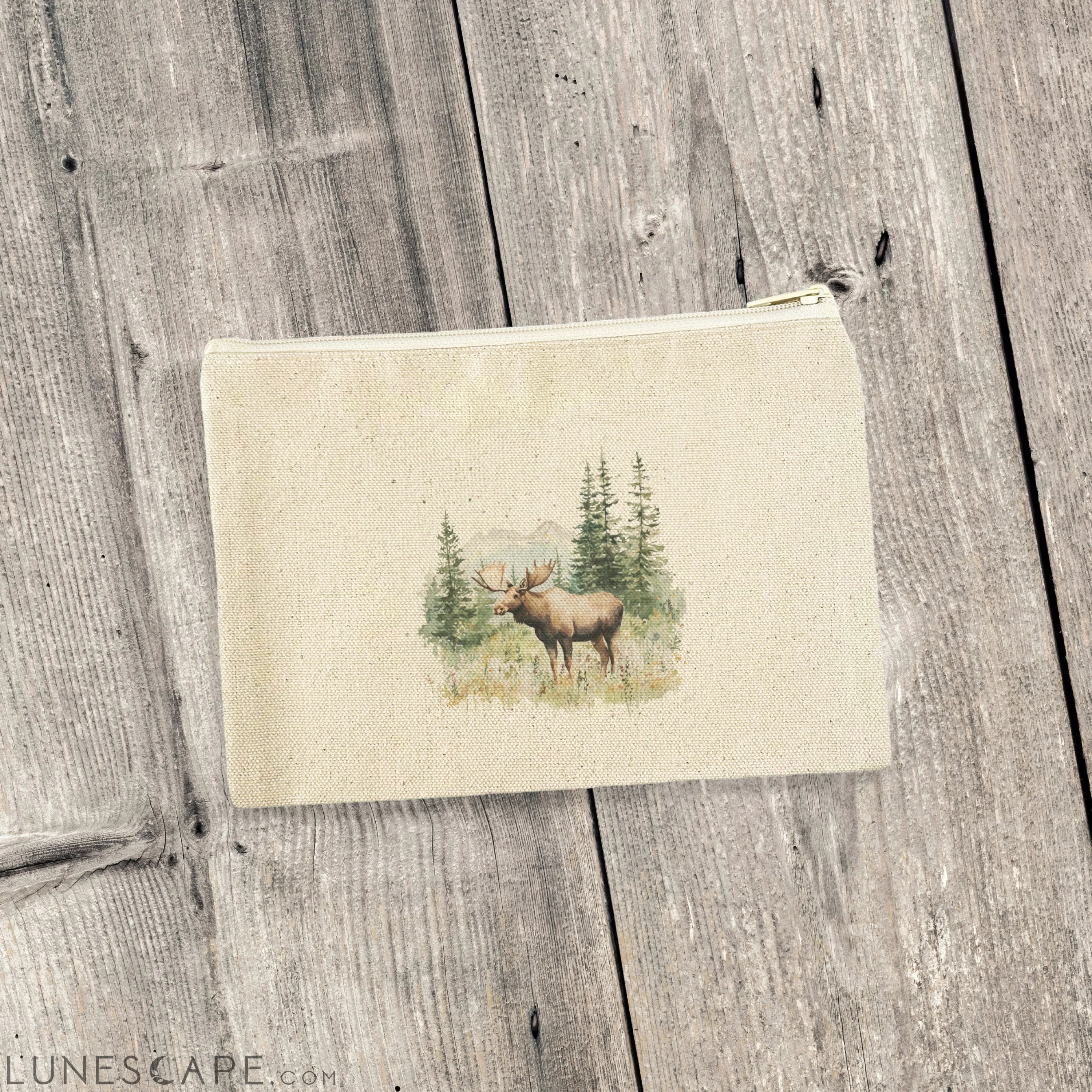 Moose Scene - Spring Canvas Zipper Pouch LUNESCAPE