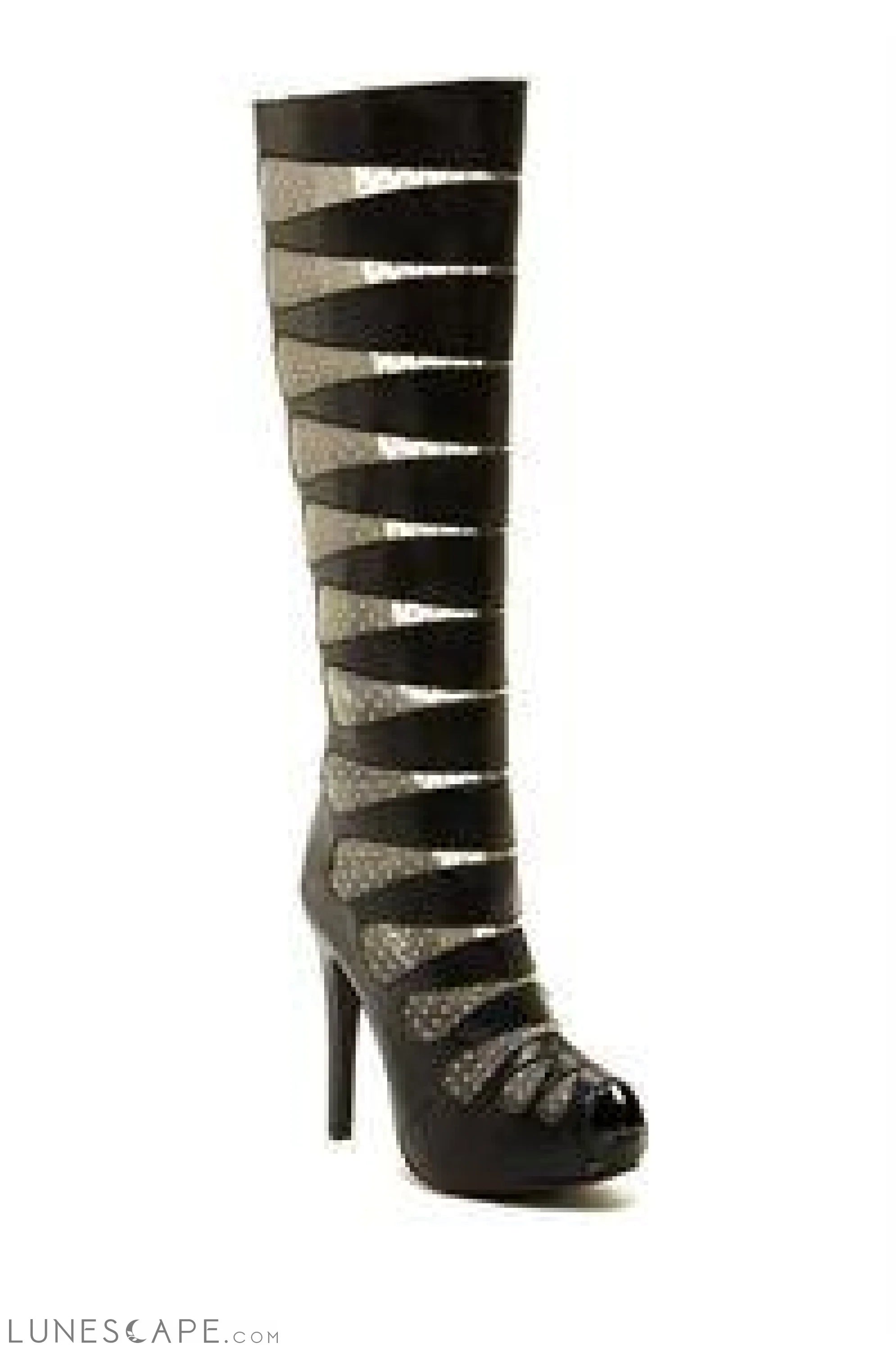 MORENO Knee-High Heeled Boot with Metallic Detail LUNESCAPE