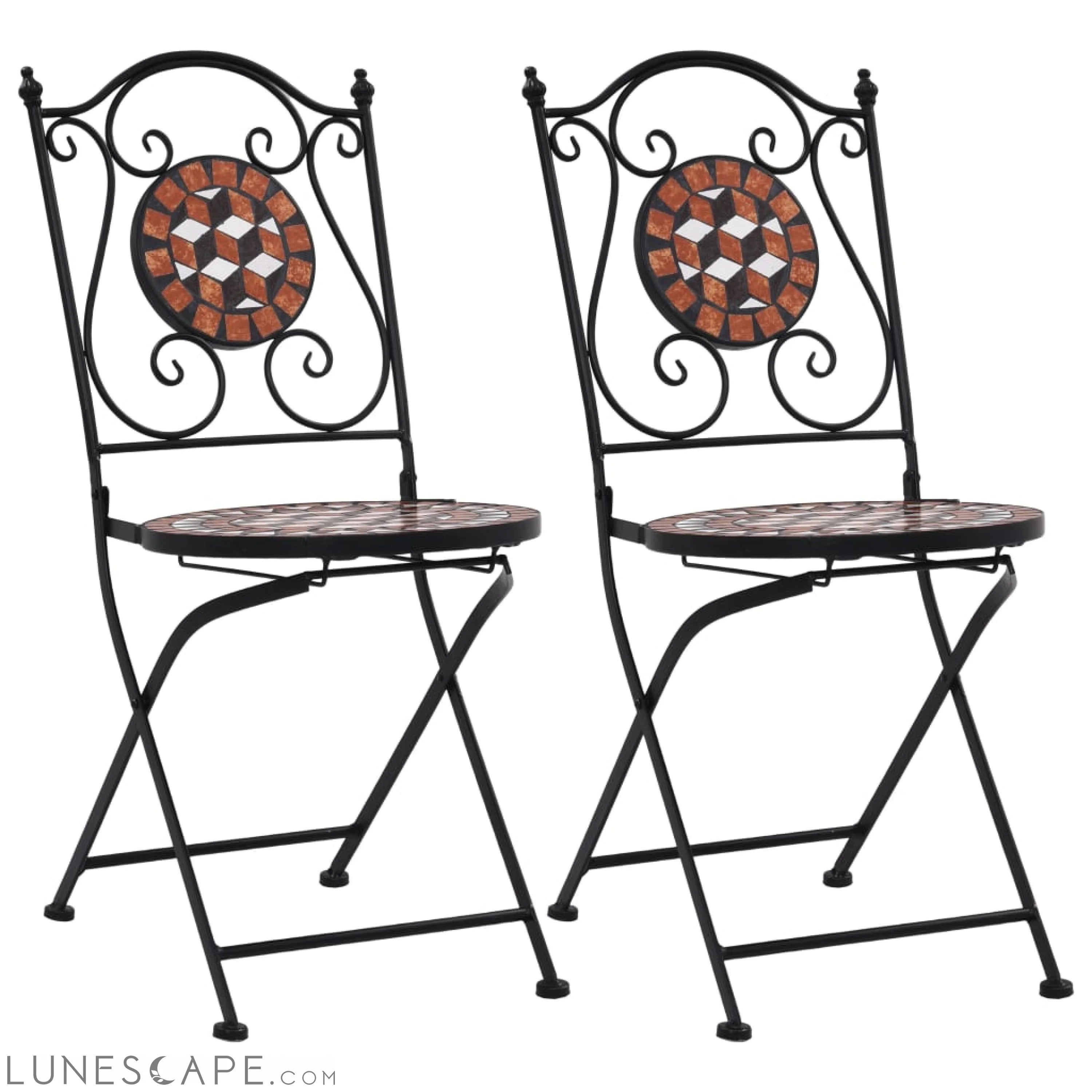 Mosaic Bistro Chairs 2 pcs Orange/Gray LUNESCAPE