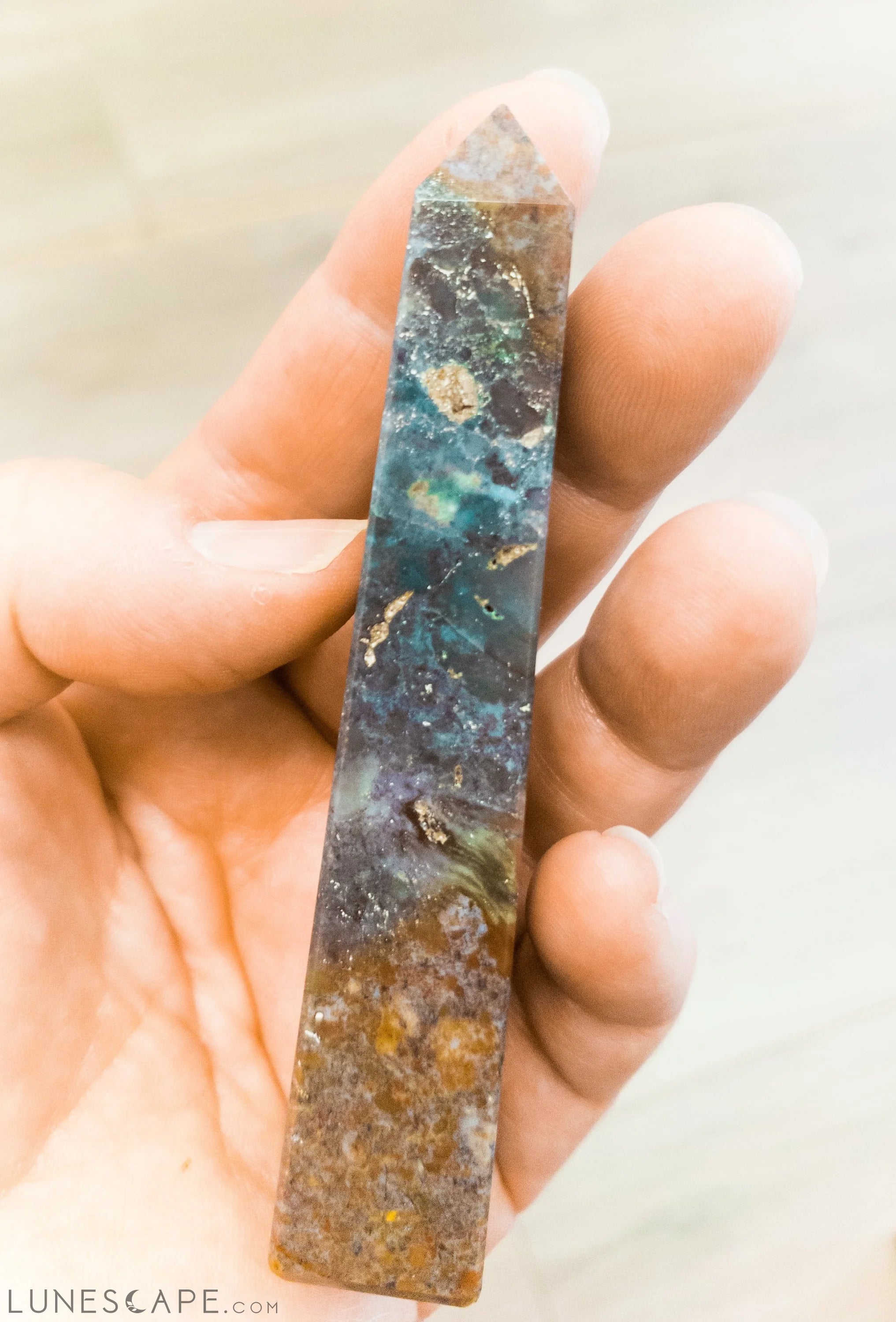 Moss Agate Obelisk LUNESCAPE