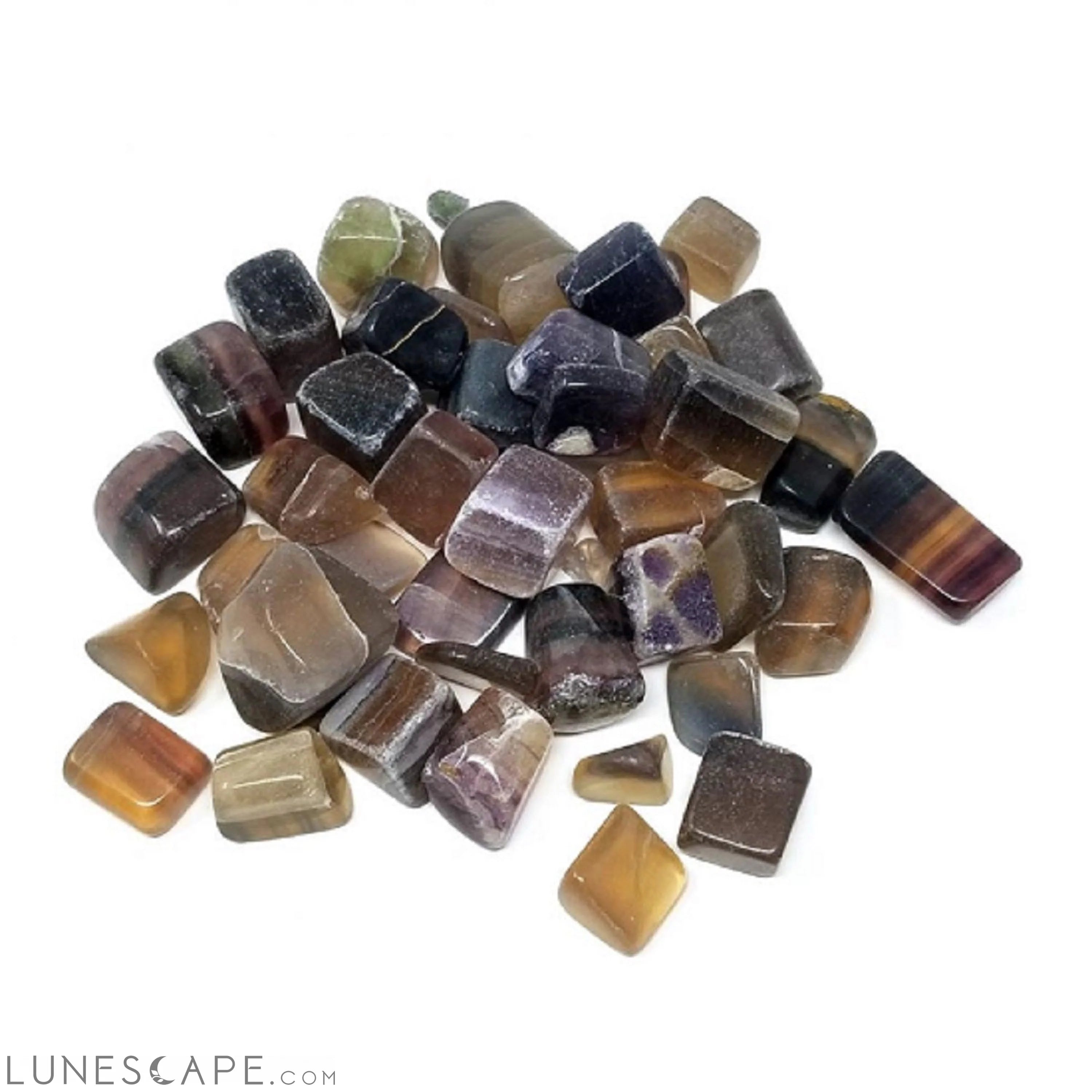 Multi Fluorite Tumbled Stone Genuine Polished Gemstone LUNESCAPE