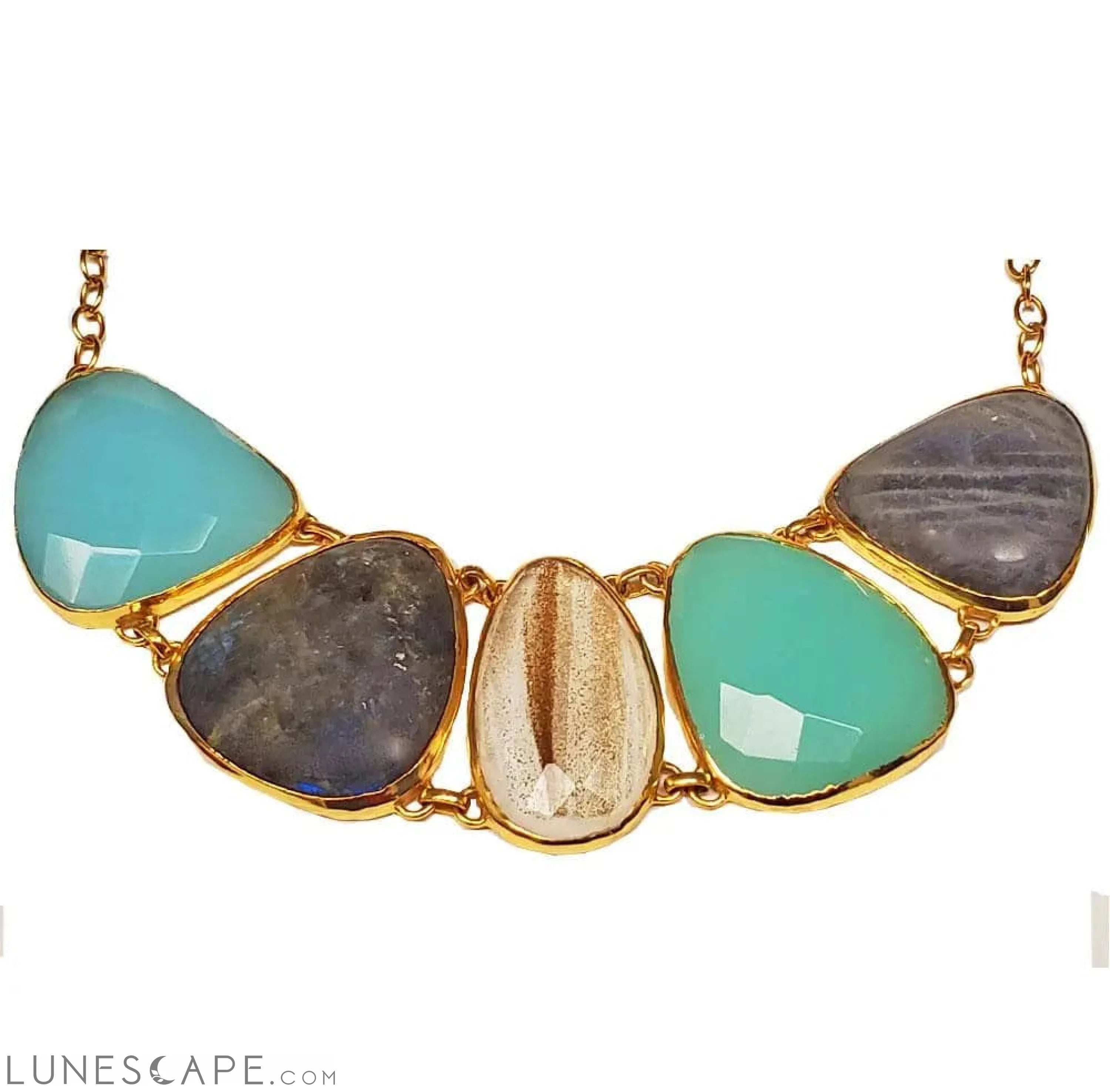 Multi Gemstone Statement Necklace LUNESCAPE