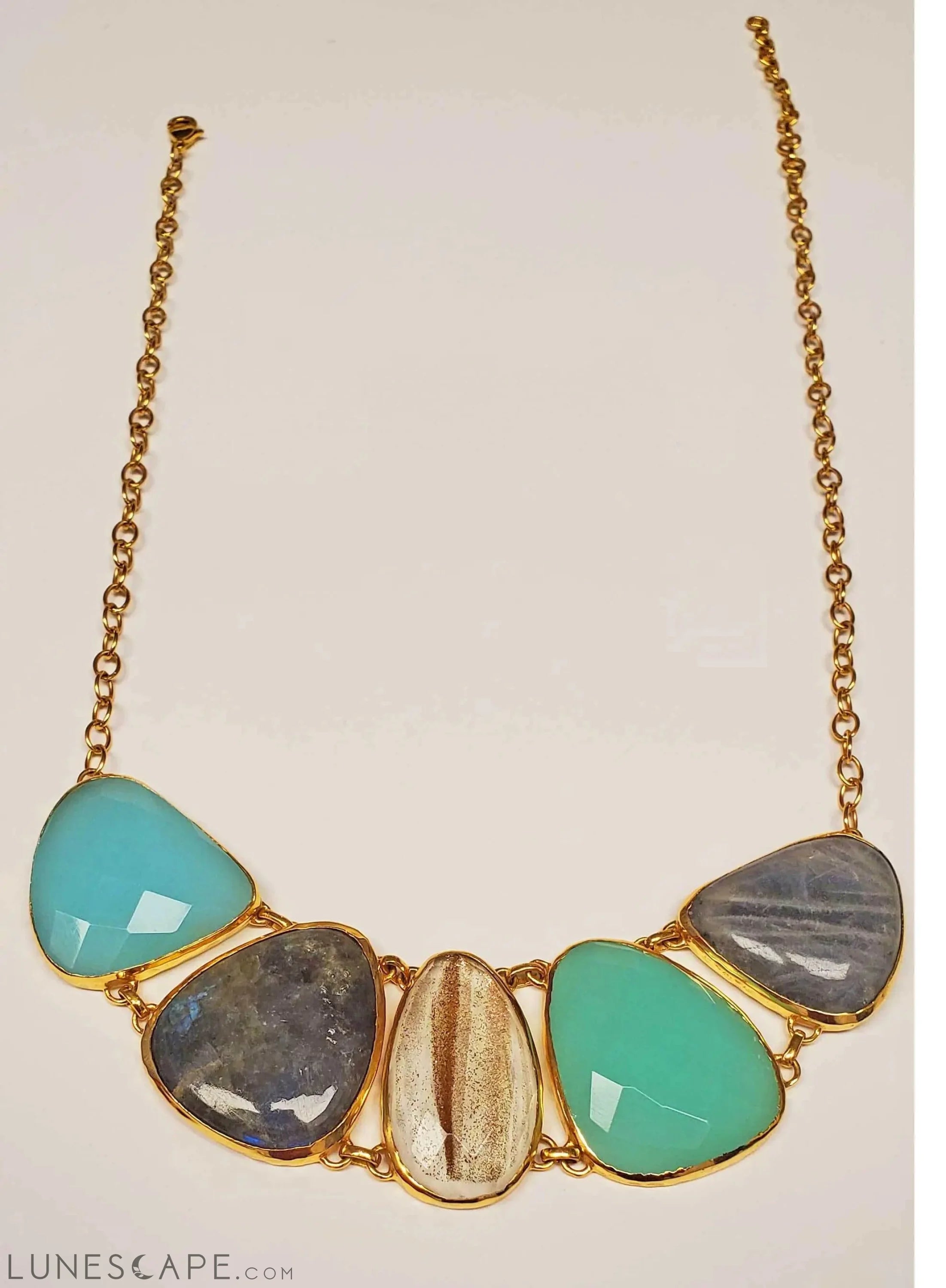 Multi Gemstone Statement Necklace LUNESCAPE