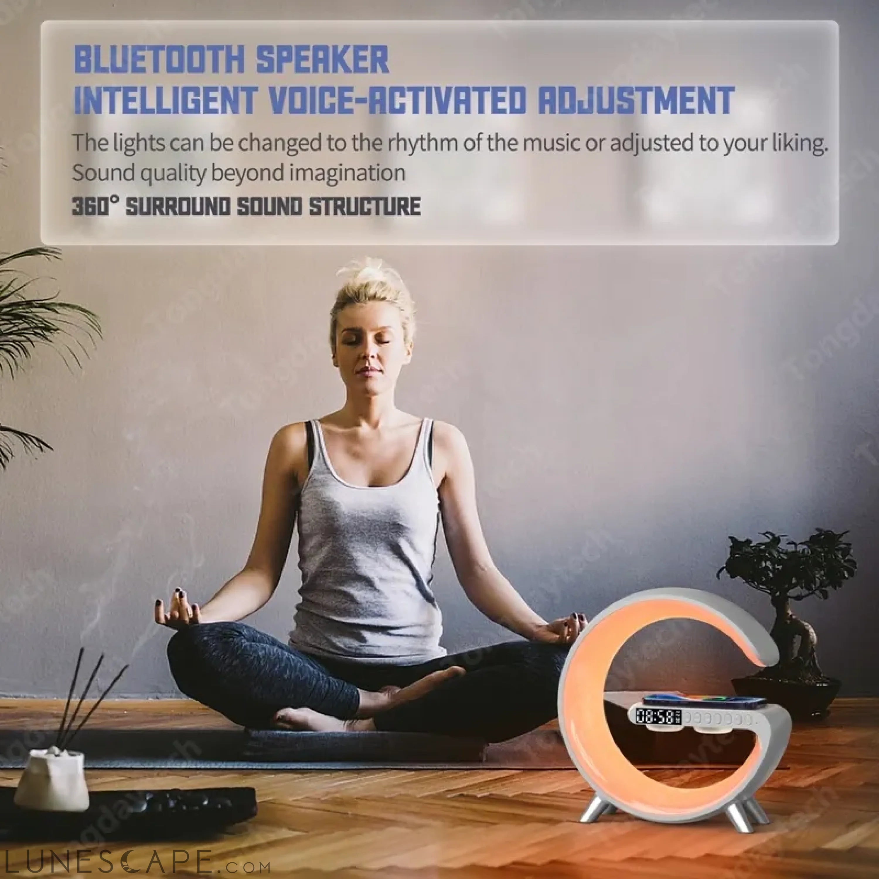 Multifunctional Wireless Charger Alarm Clock Speaker APP Control LUNESCAPE