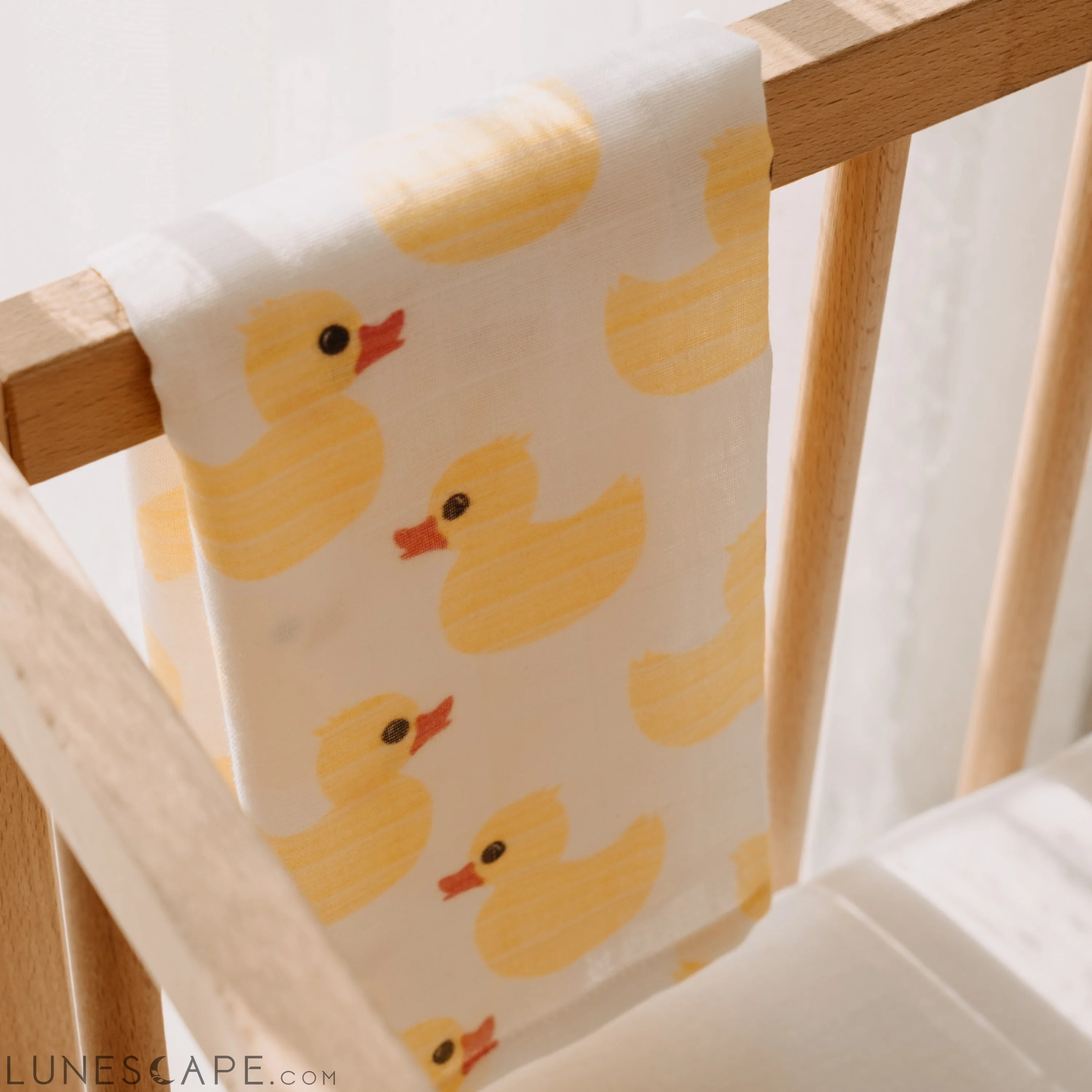 Muslin Square Baby Burp Cloth - Set of 3 - Yellow Rubber Duck LUNESCAPE