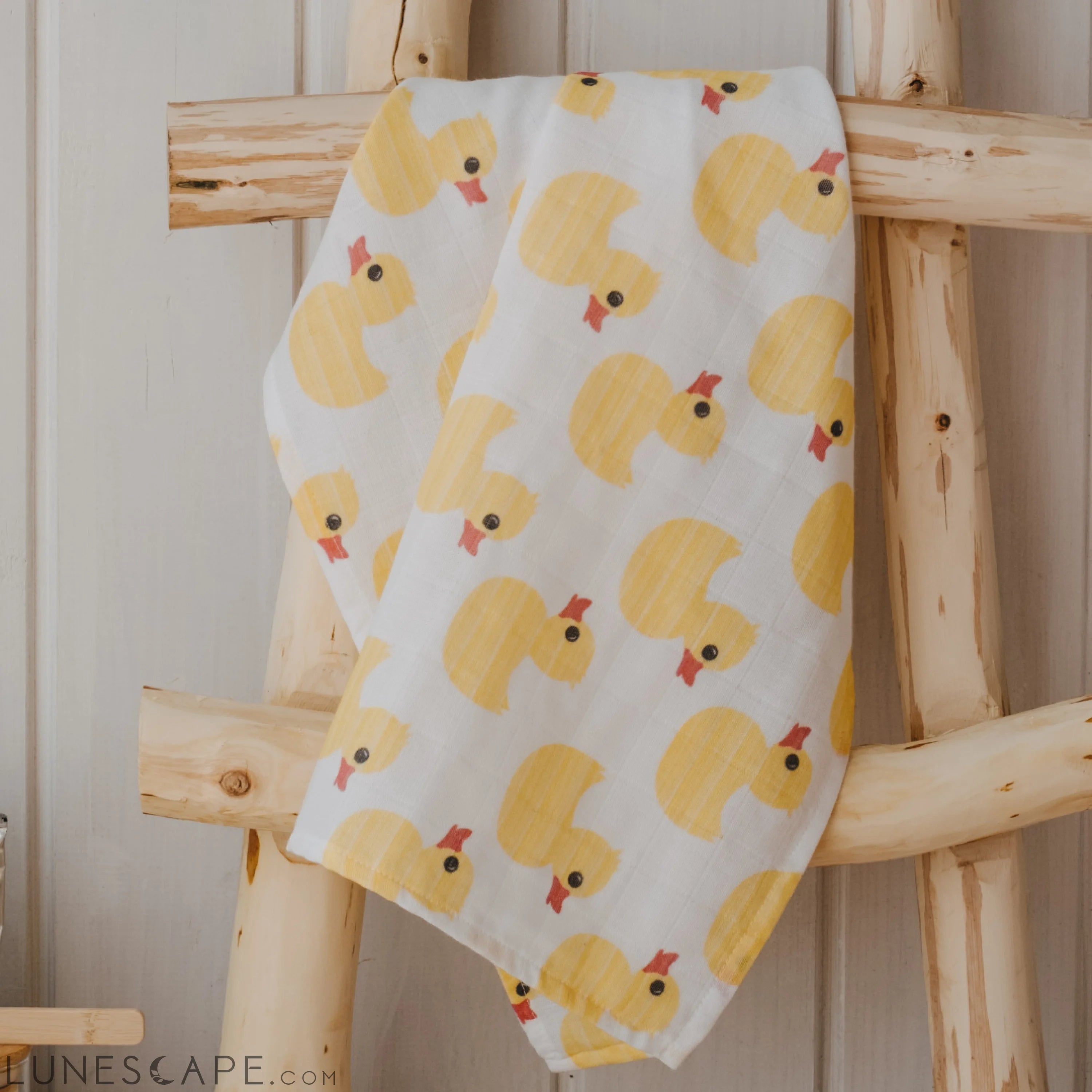 Muslin Square Baby Burp Cloth - Set of 3 - Yellow Rubber Duck LUNESCAPE