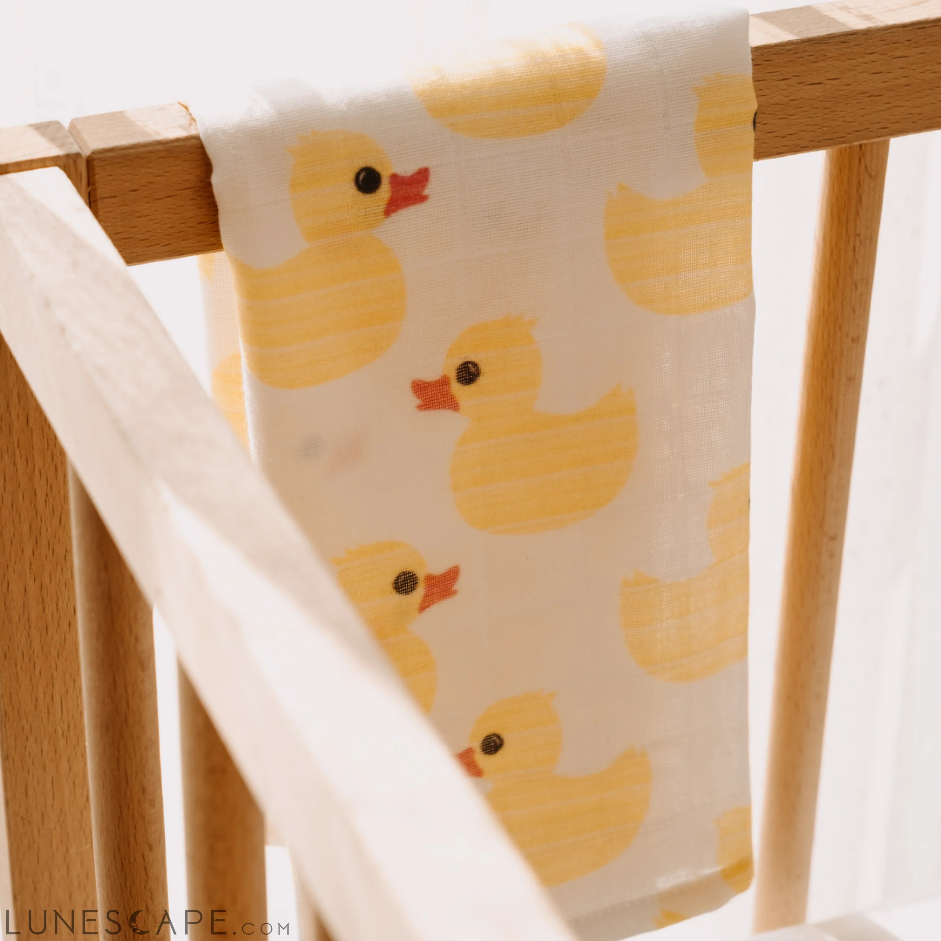 Muslin Square Baby Burp Cloth - Set of 3 - Yellow Rubber Duck LUNESCAPE
