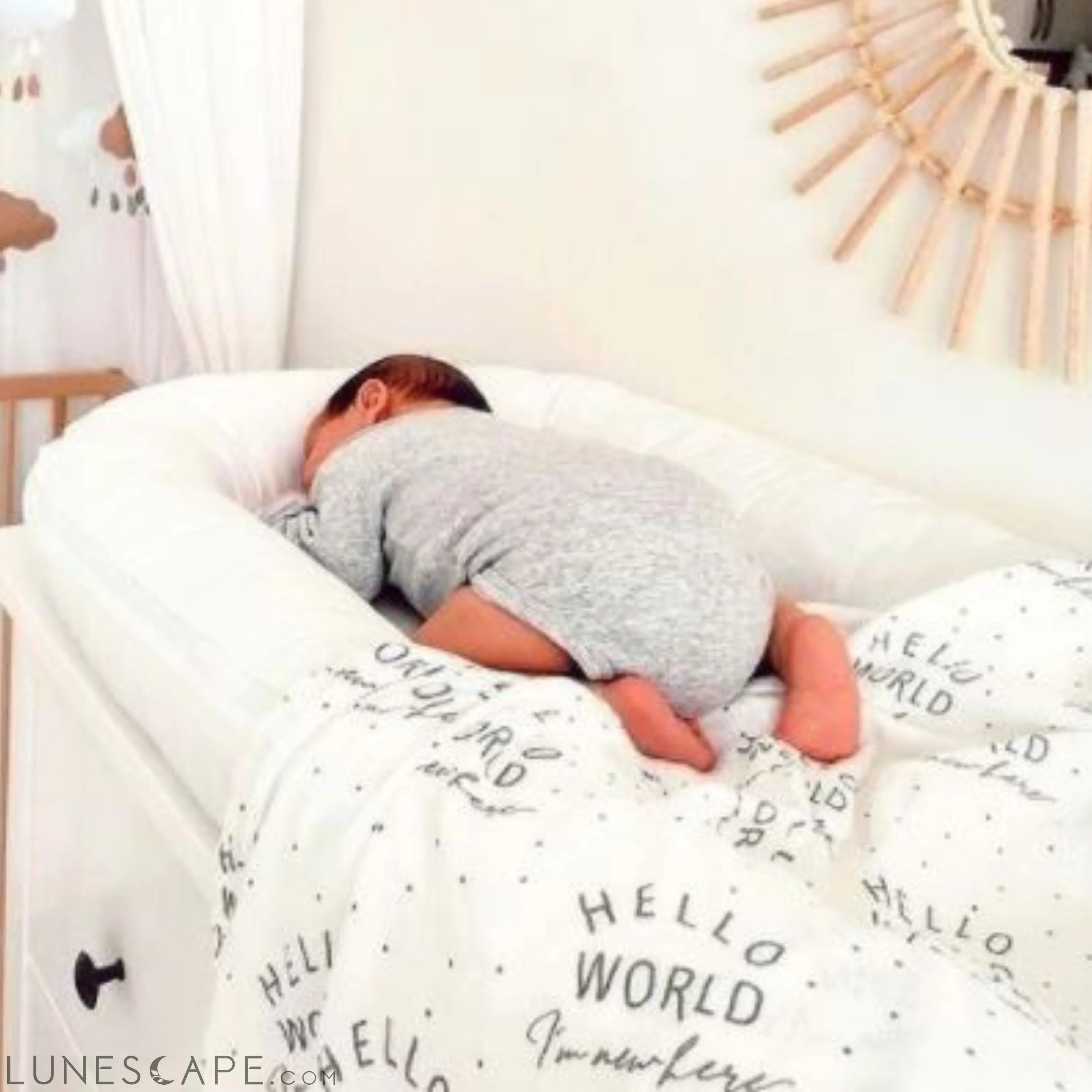 Muslin Swaddle Baby Blanket - Hello World - Signature Collection - 120x120cm LUNESCAPE