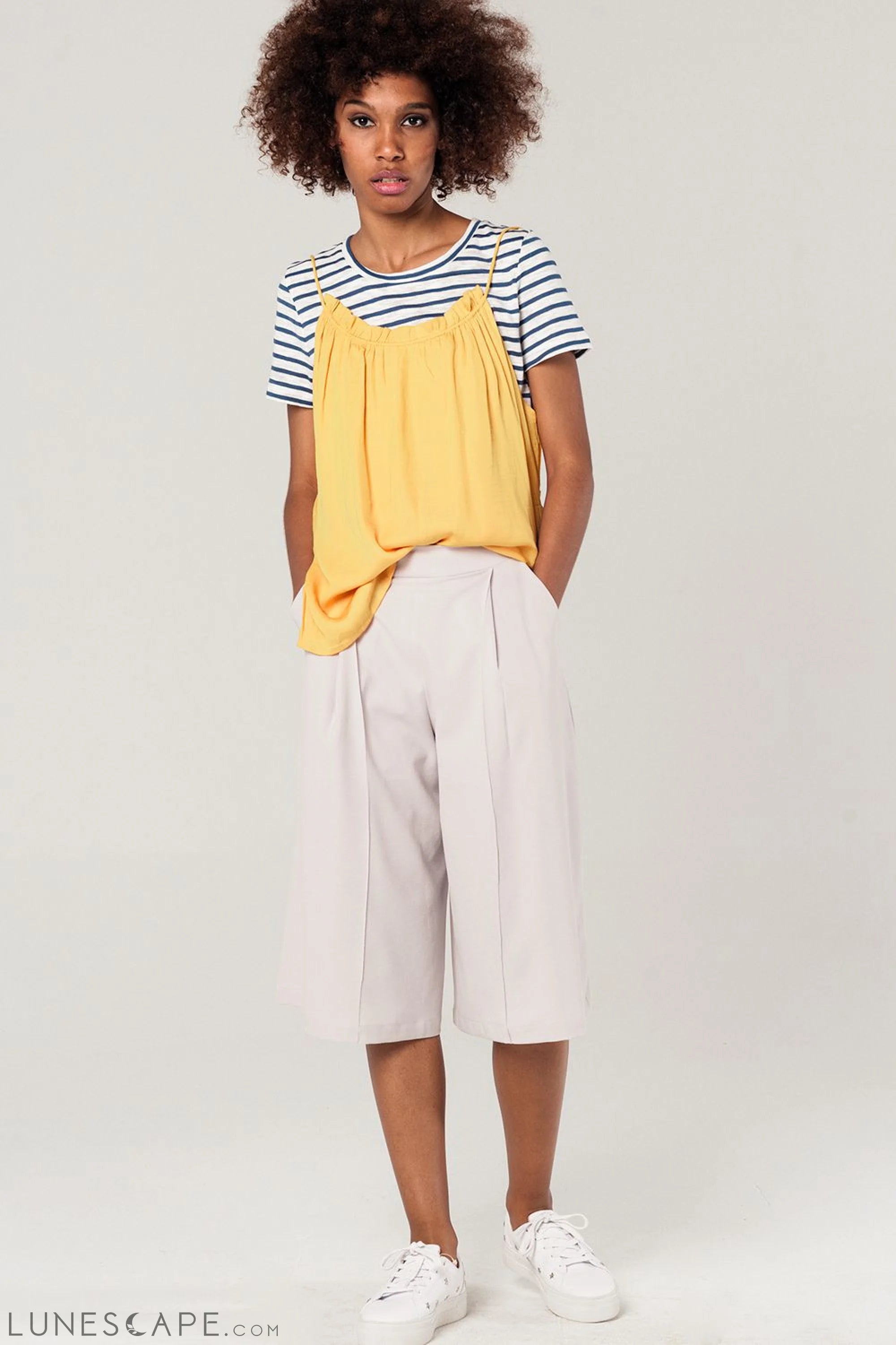 Mustard Top With Open Back Detail Short Sleeved Blouses