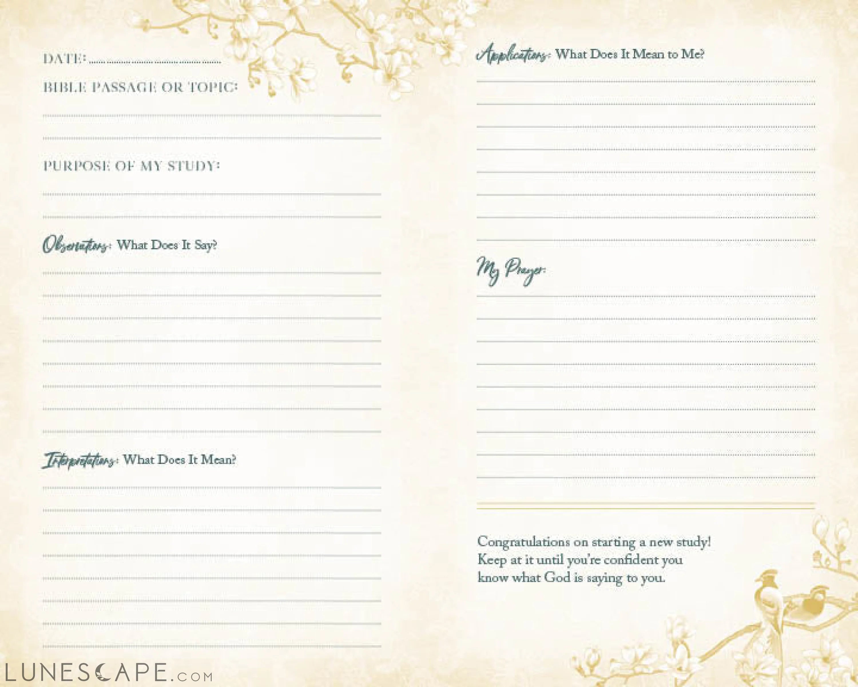 My Bible Study Tracker [Blossoms & Birds] LUNESCAPE
