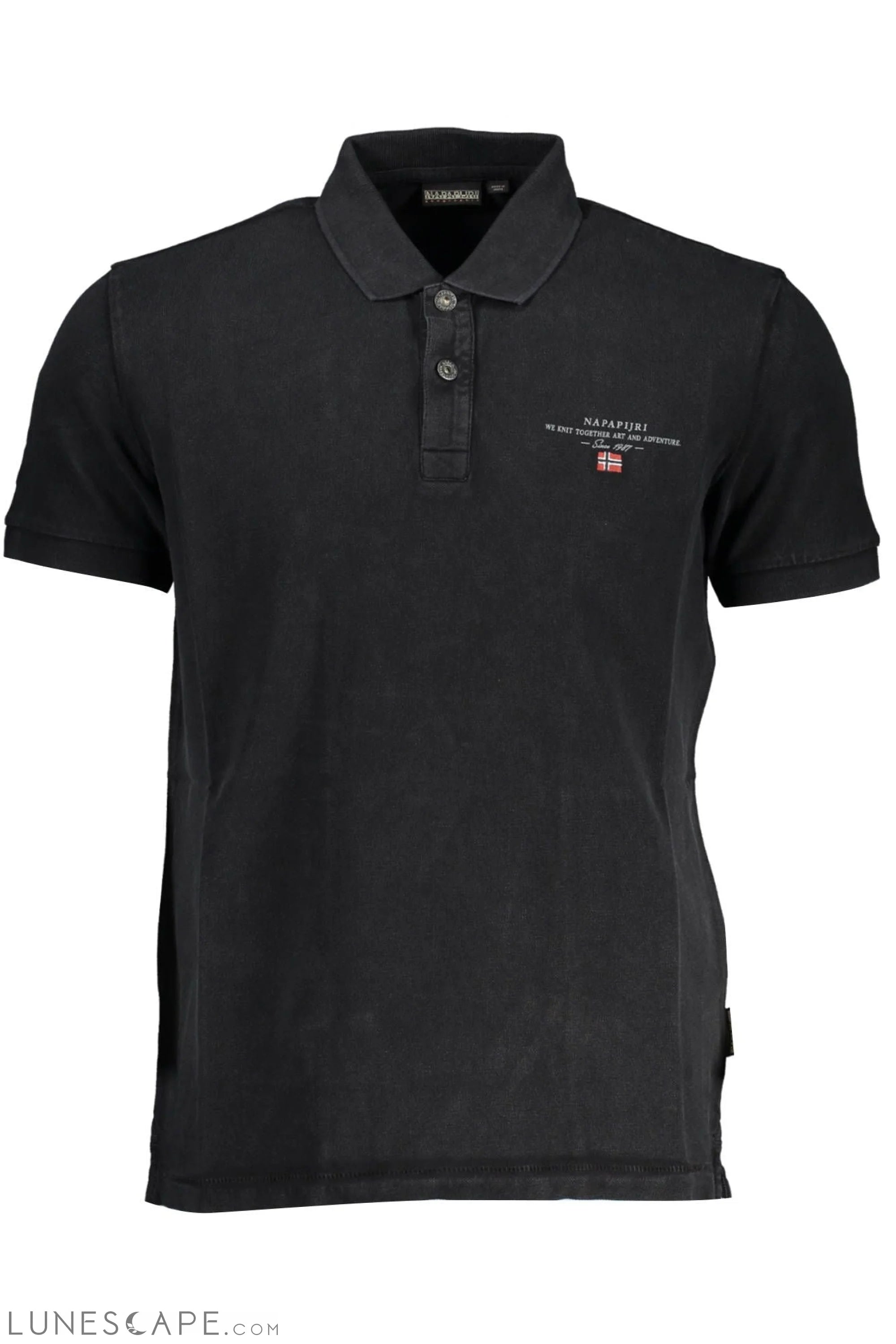 Napapijri Classic Black Embroidered Polo Shirt LUNESCAPE