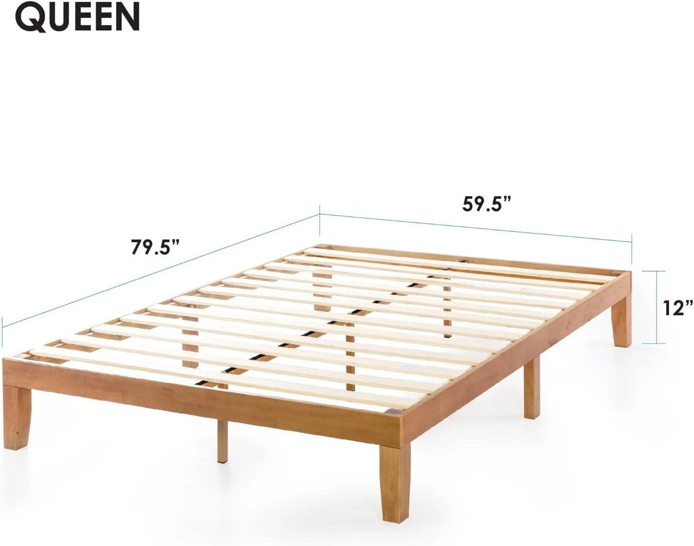 Naturalista Classic - 12 Inch Solid Wood Platform Bed with Wooden LUNESCAPE