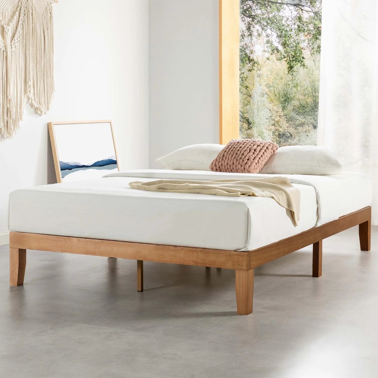 Naturalista Classic - 12 Inch Solid Wood Platform Bed with Wooden LUNESCAPE