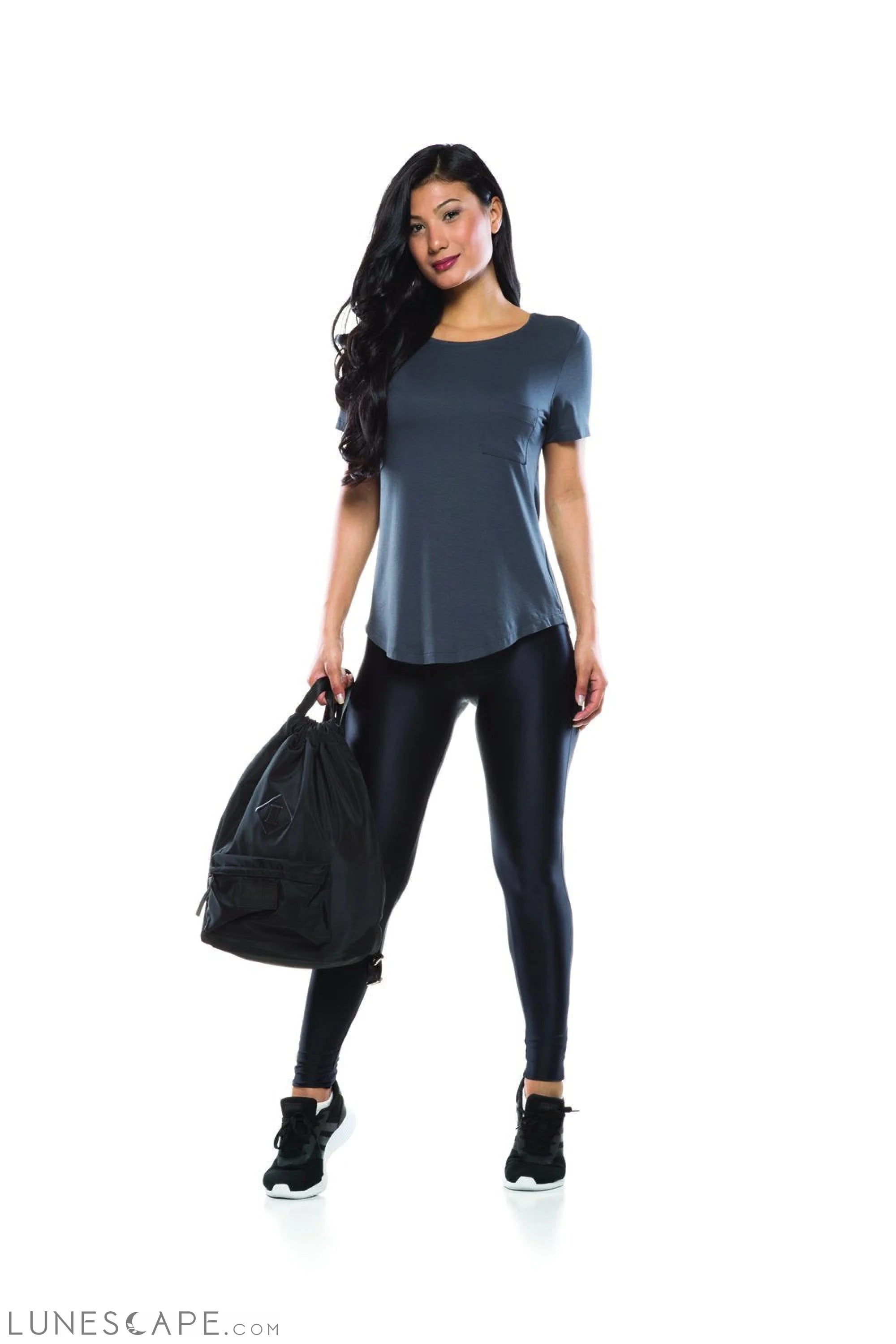 Navy Karen High Waisted Shiny Legging LUNESCAPE