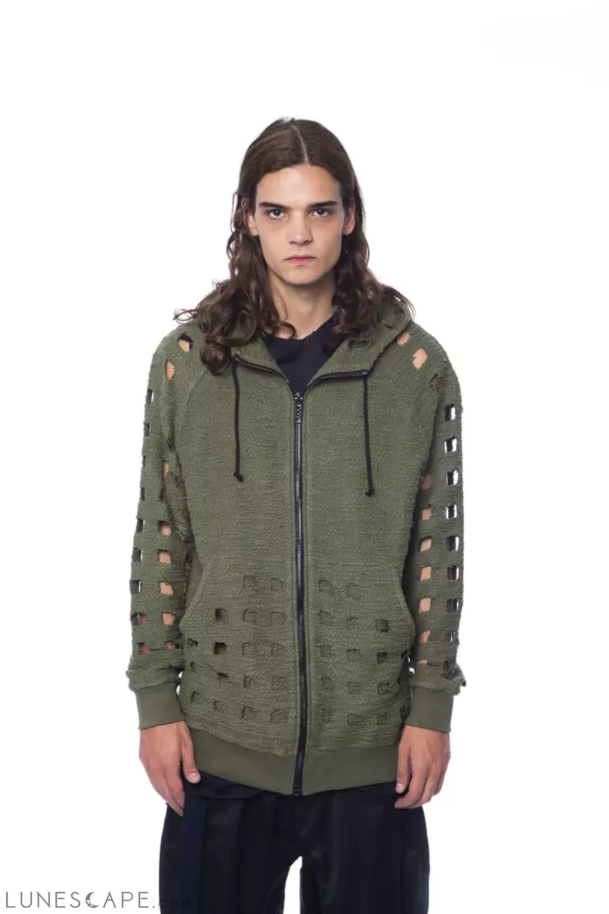 Nicolo Tonetto Army Cotton Men Sweater with Zip Closure LUNESCAPE