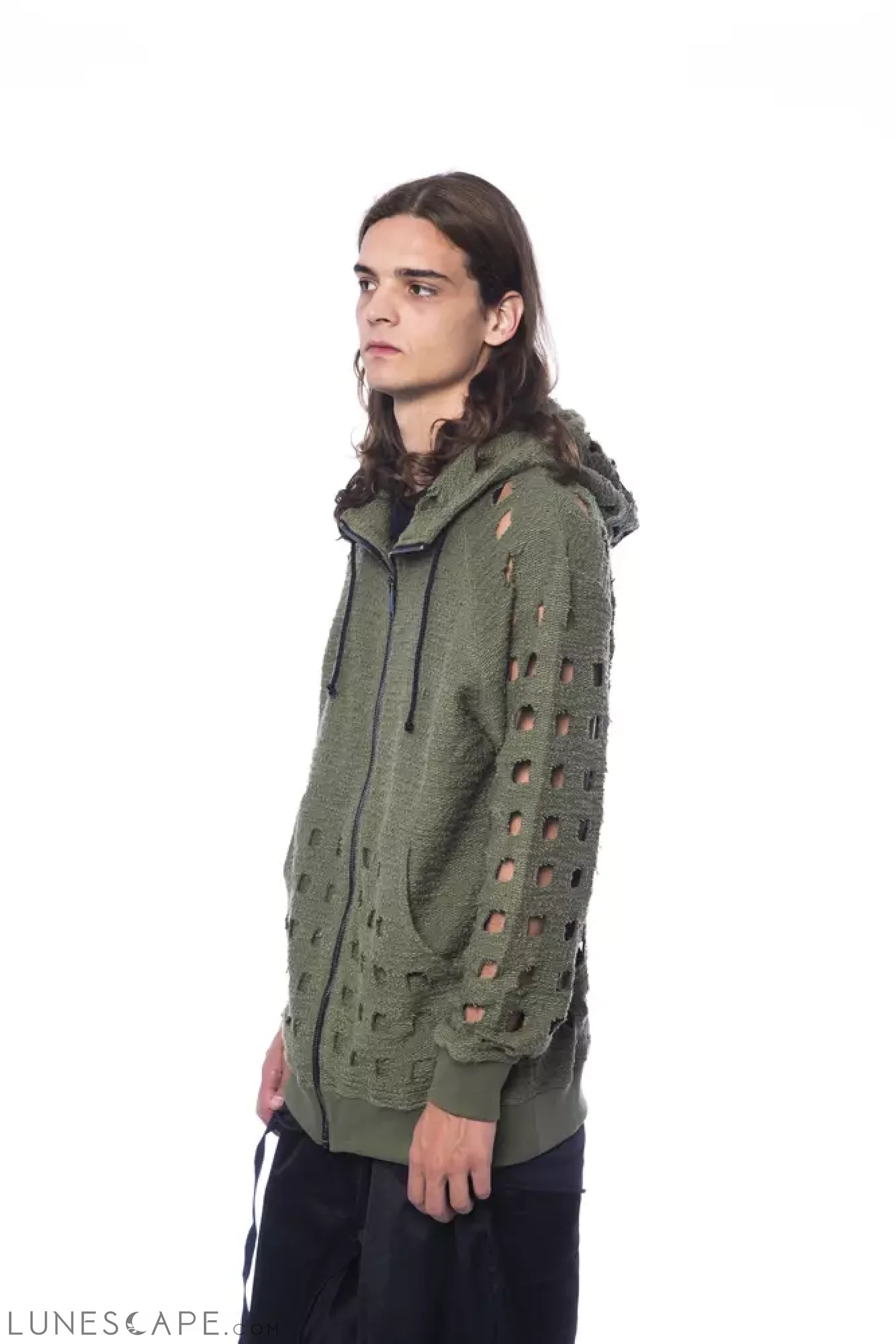 Nicolo Tonetto Army Cotton Men Sweater with Zip Closure LUNESCAPE