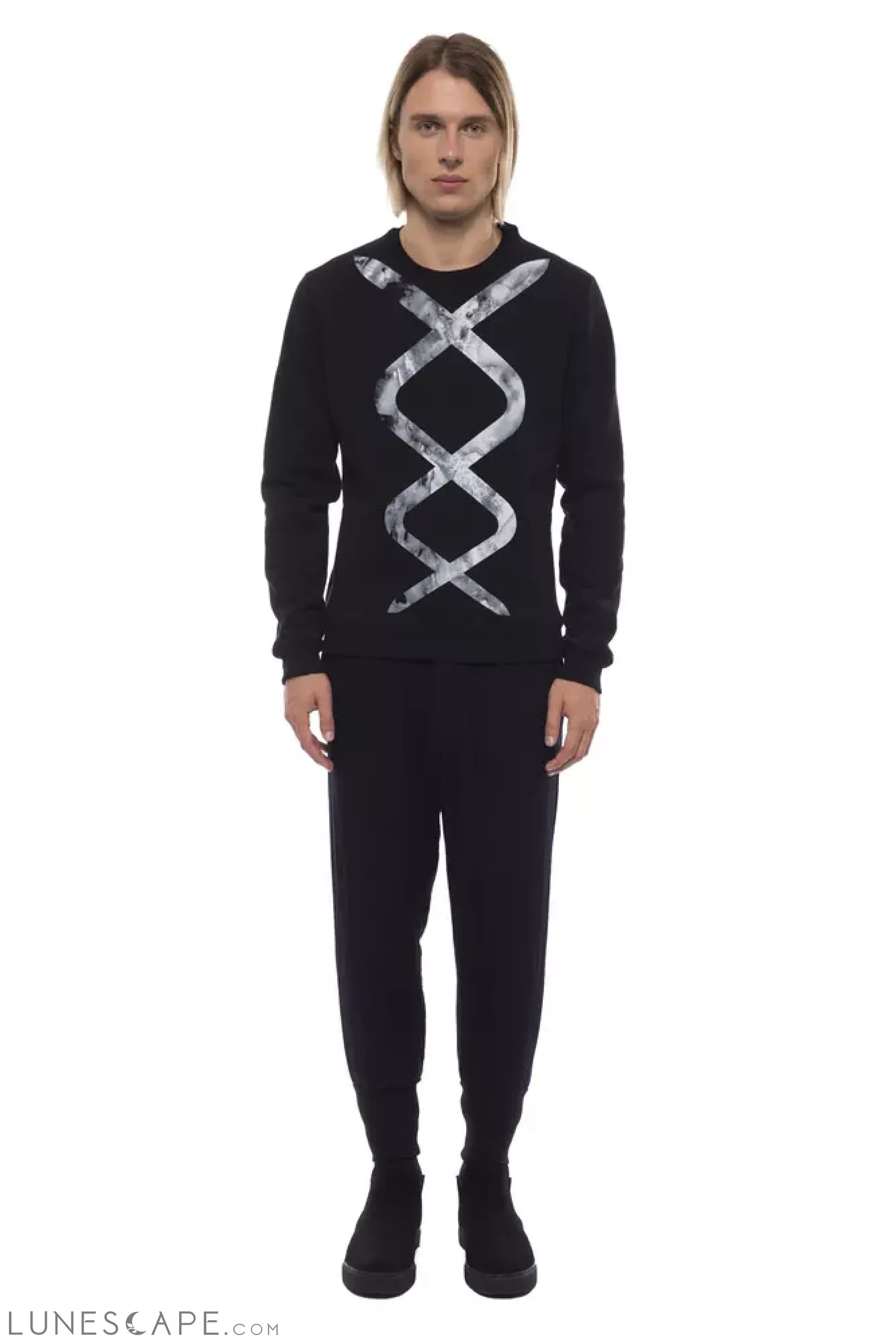 Nicolo Tonetto Black Cotton Men Sweatshirt LUNESCAPE