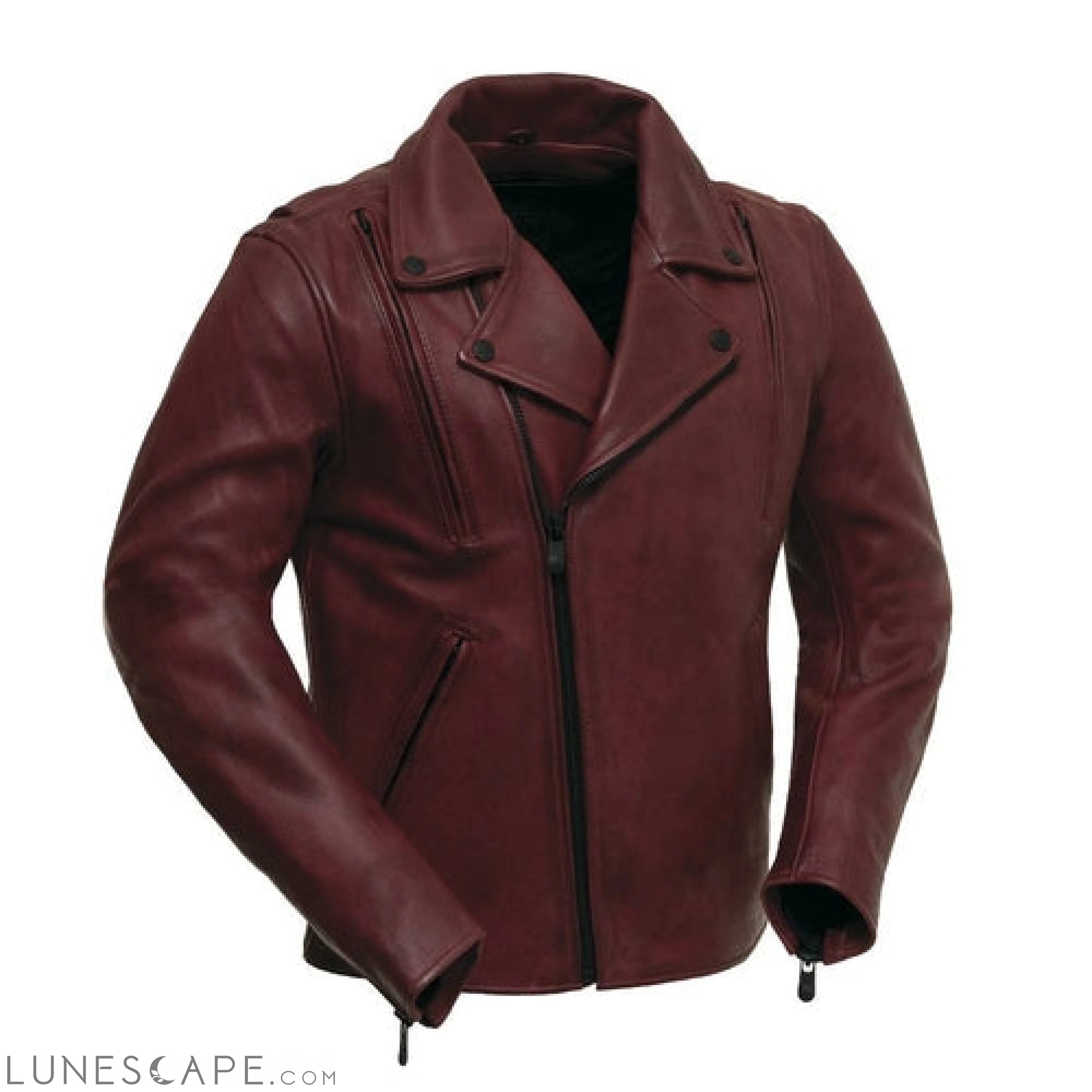 Night Rider Men's Oxblood Leather Bomber Jacket LUNESCAPE