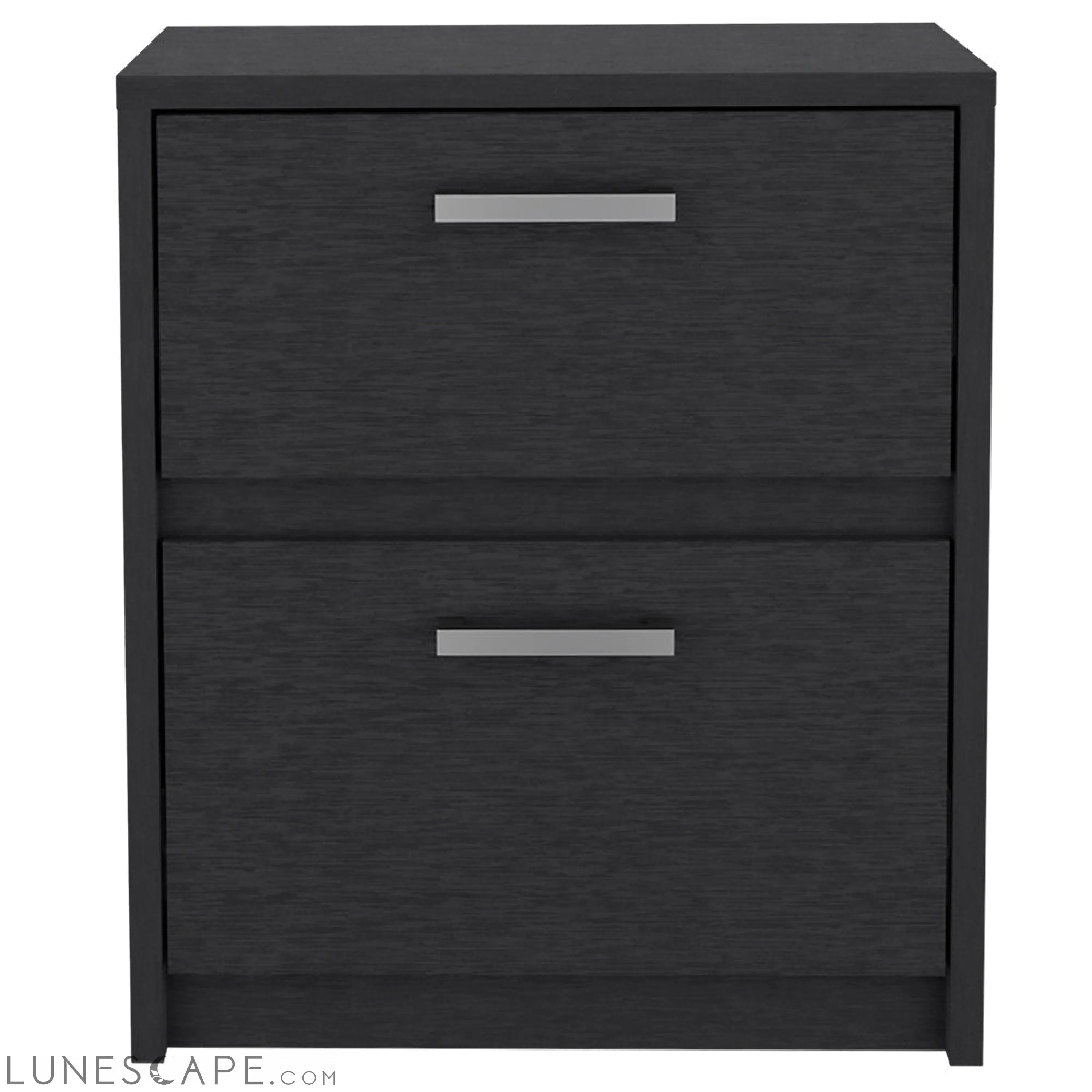 Nightstand Chequered, Two Drawers, Black Wengue Finish LUNESCAPE