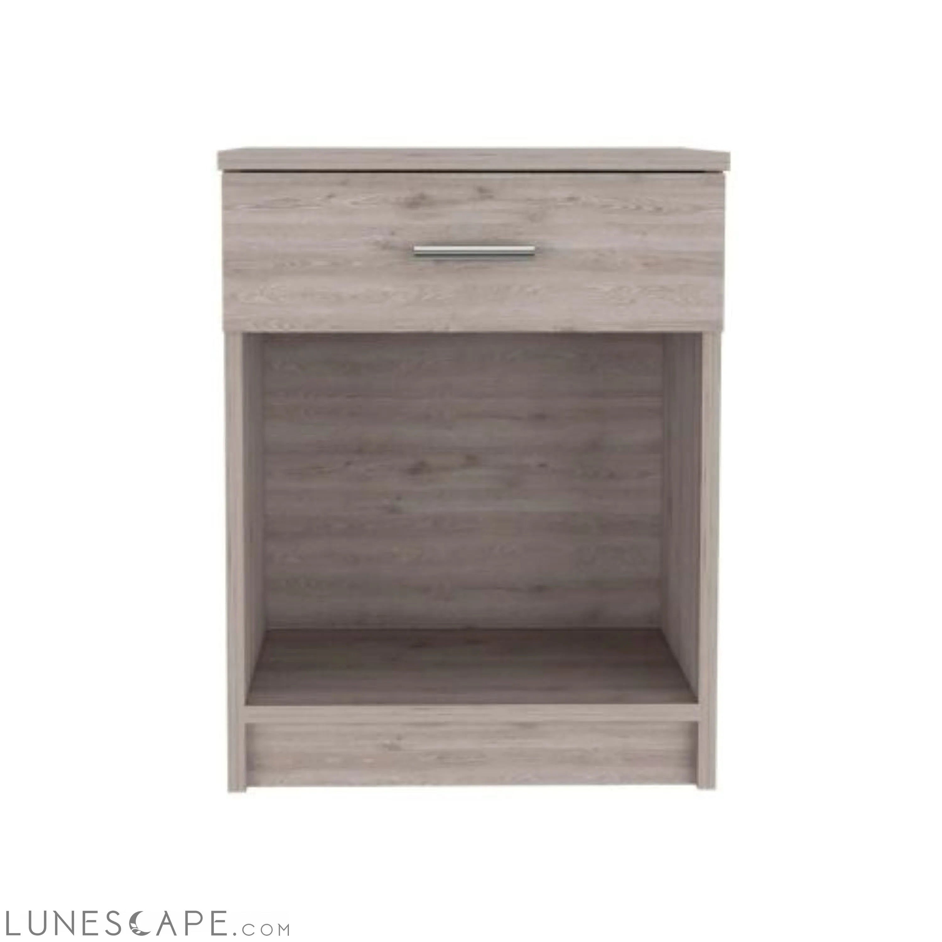 Nightstand Coco, Single Drawer, Lower Shelf, Light Gray Finish LUNESCAPE