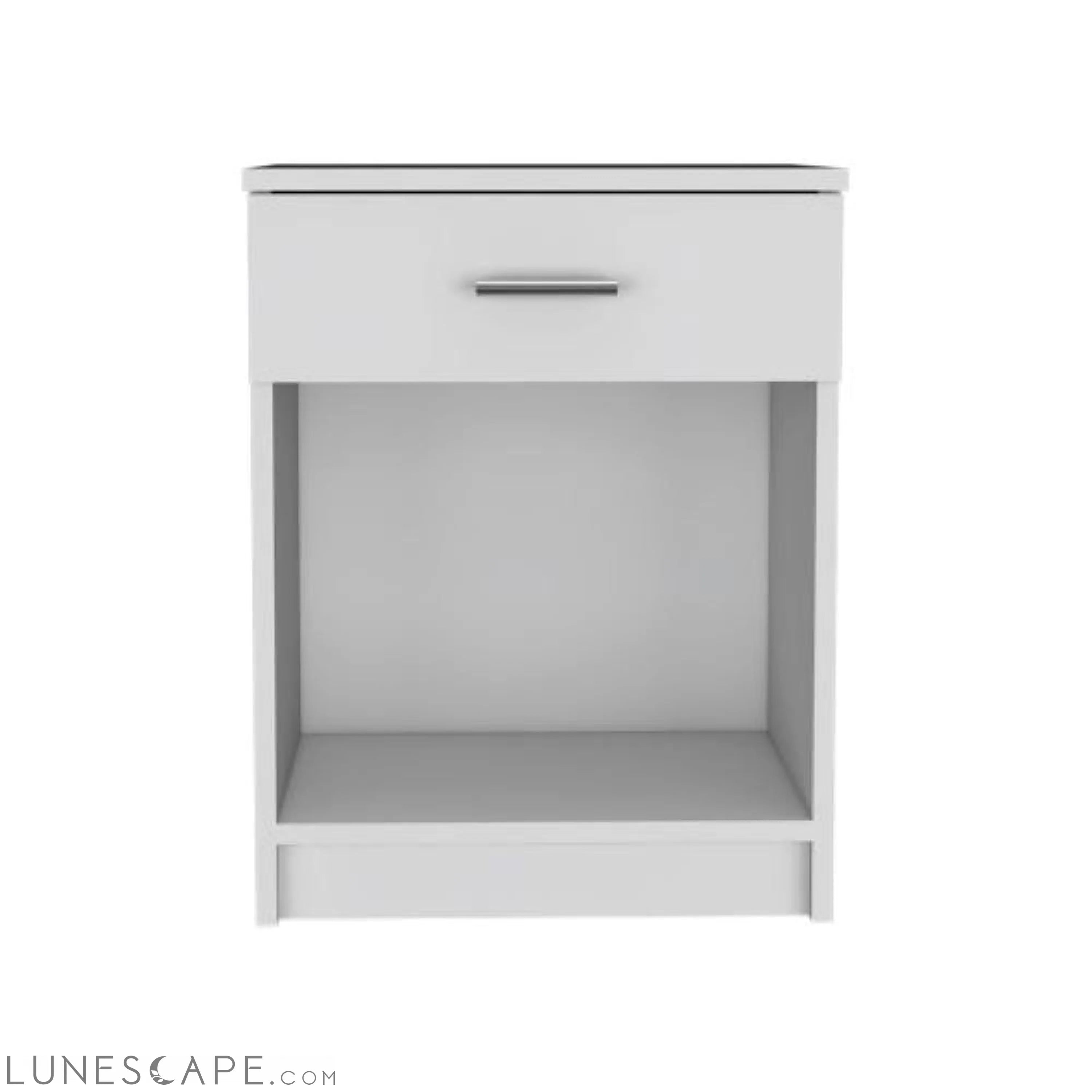 Nightstand Coco, Single Drawer, Lower Shelf, White Finish LUNESCAPE