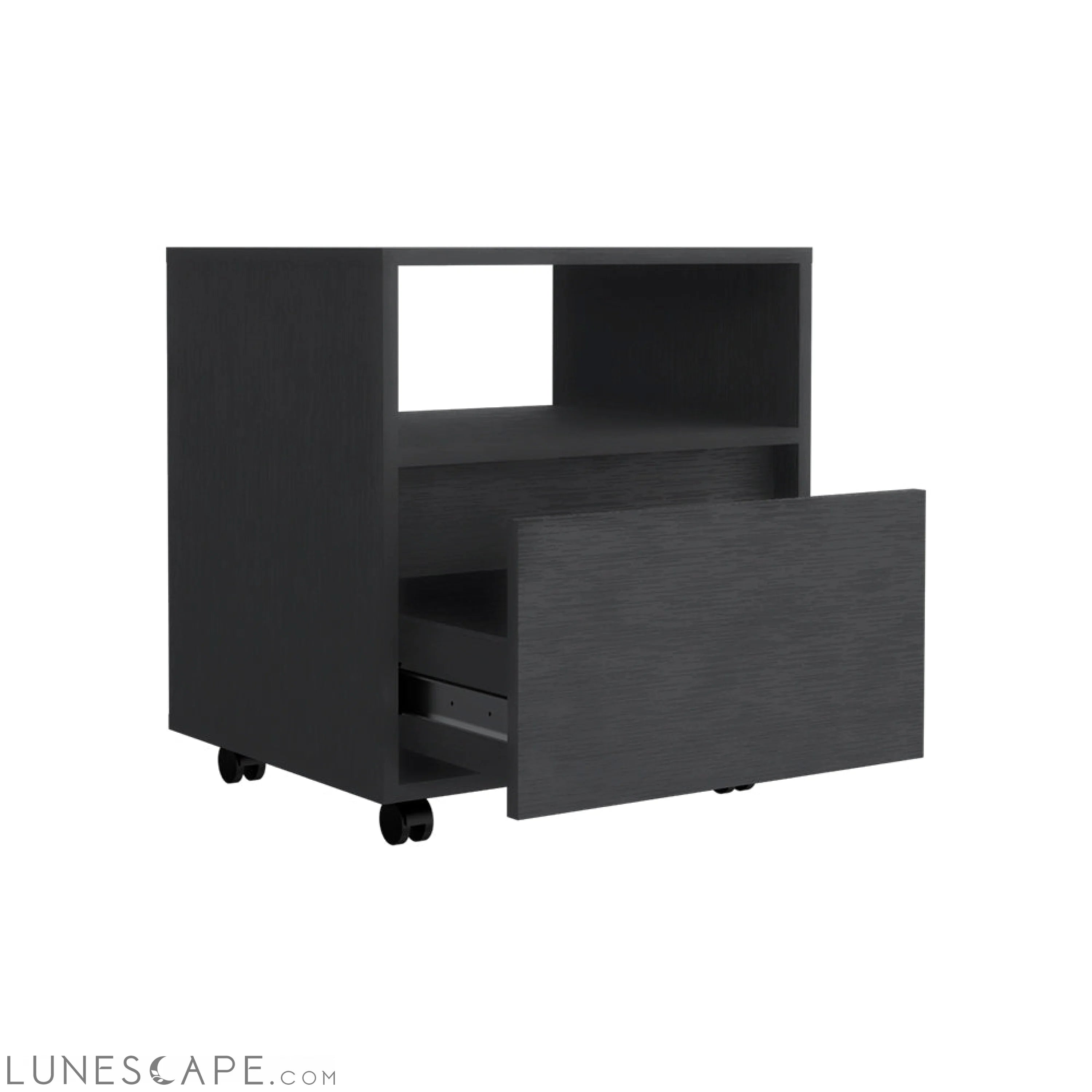 Nightstand Munyochi, One Drawer, Black Wengue Finish LUNESCAPE