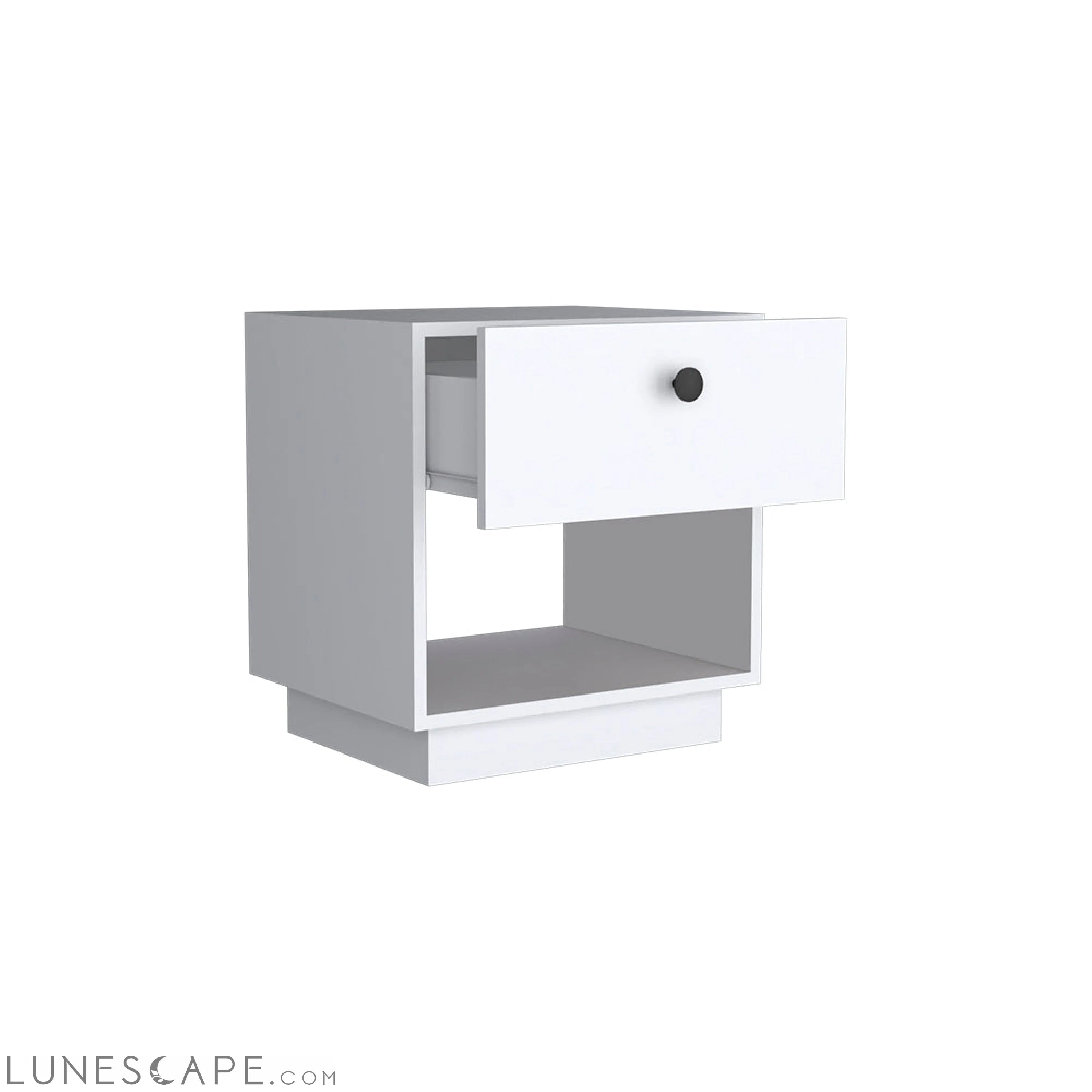 Nightstand Viliigili, One Drawer, White Finish LUNESCAPE